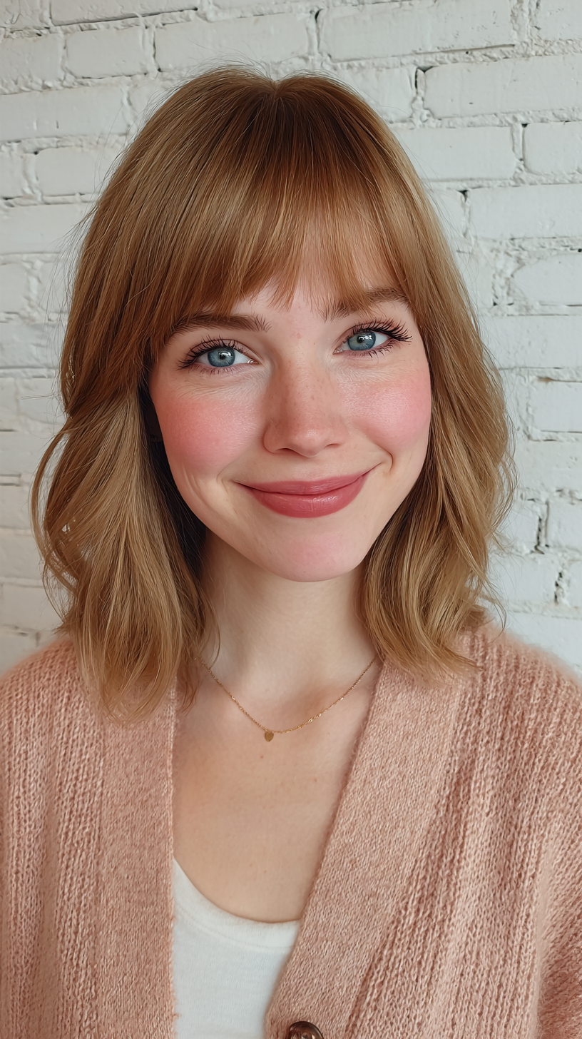 Charming Textured Lob with Soft Bangs