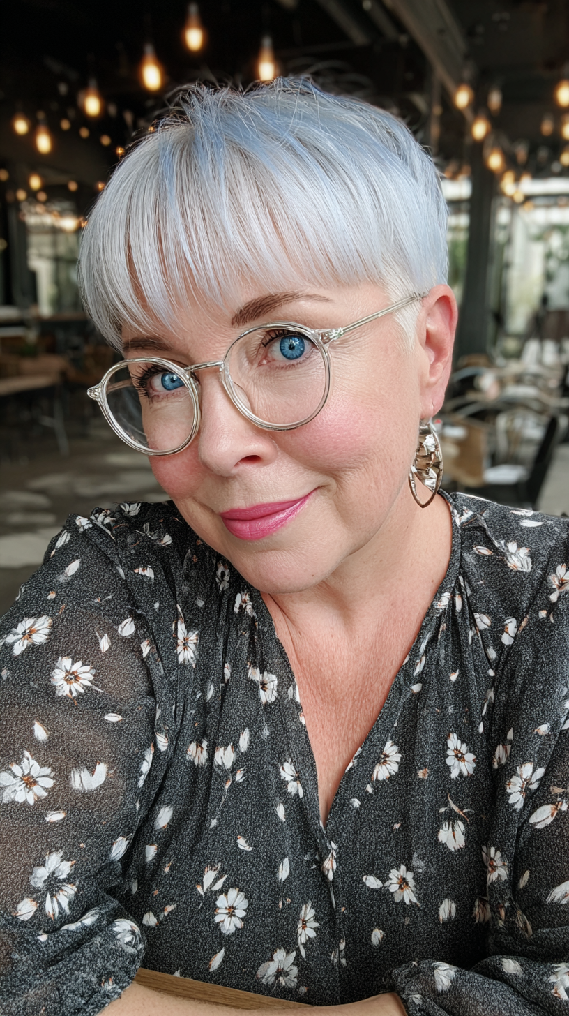 Chic Frosted Pixie Cut with Subtle Layers