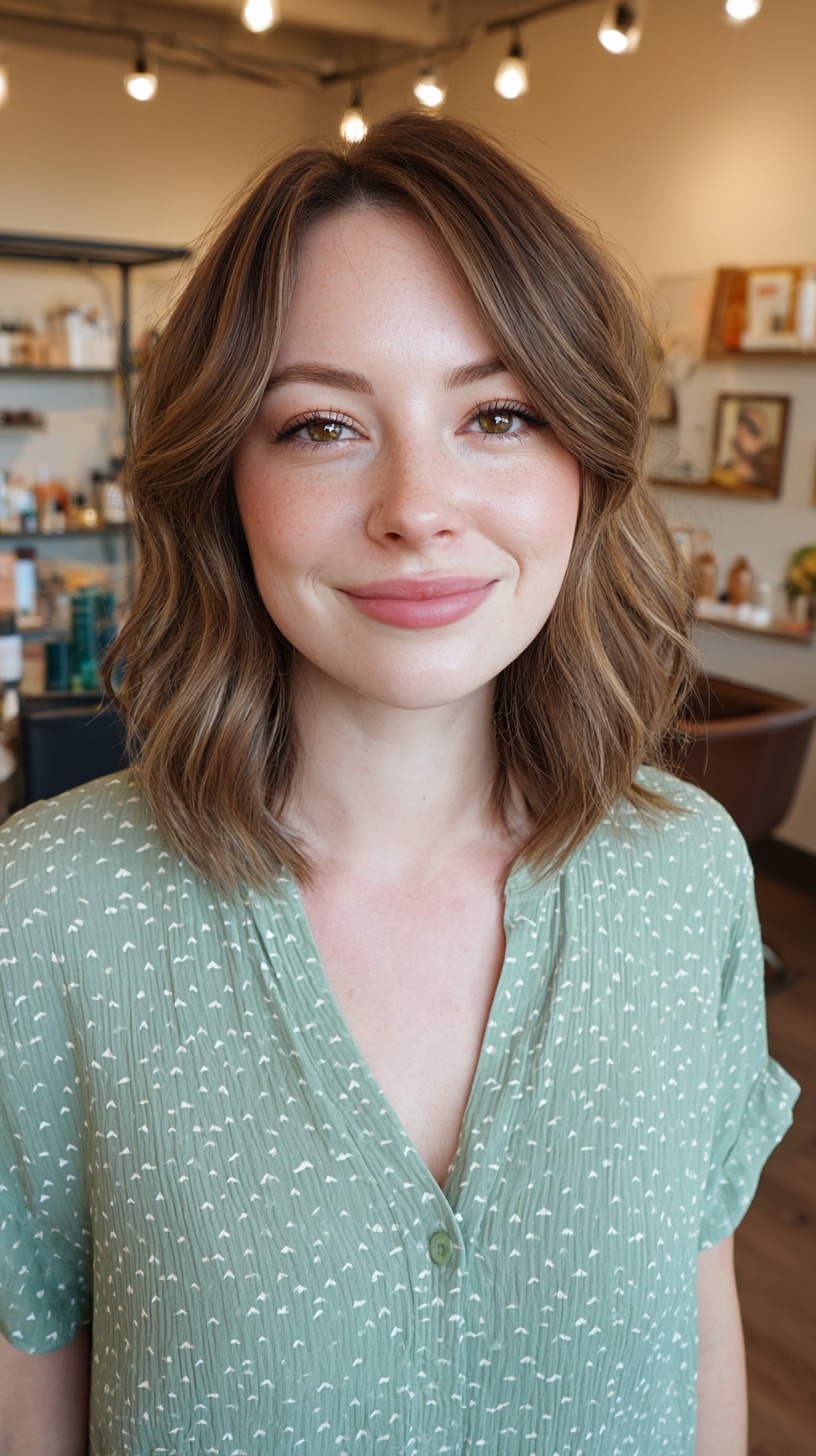 Chic Soft Wavy Mid-Length Cut with Subtle Highlights