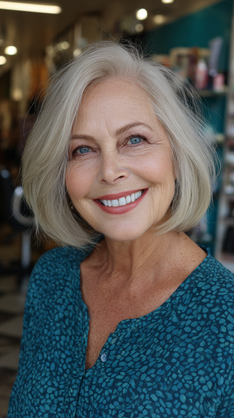 Chic Softly Layered Ash Blonde Bob