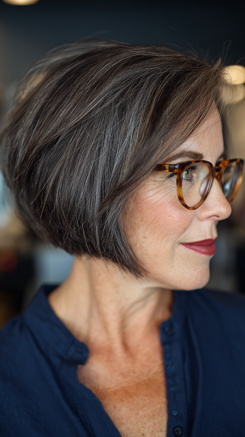 Chic Textured Gray Bob with Subtle Highlights