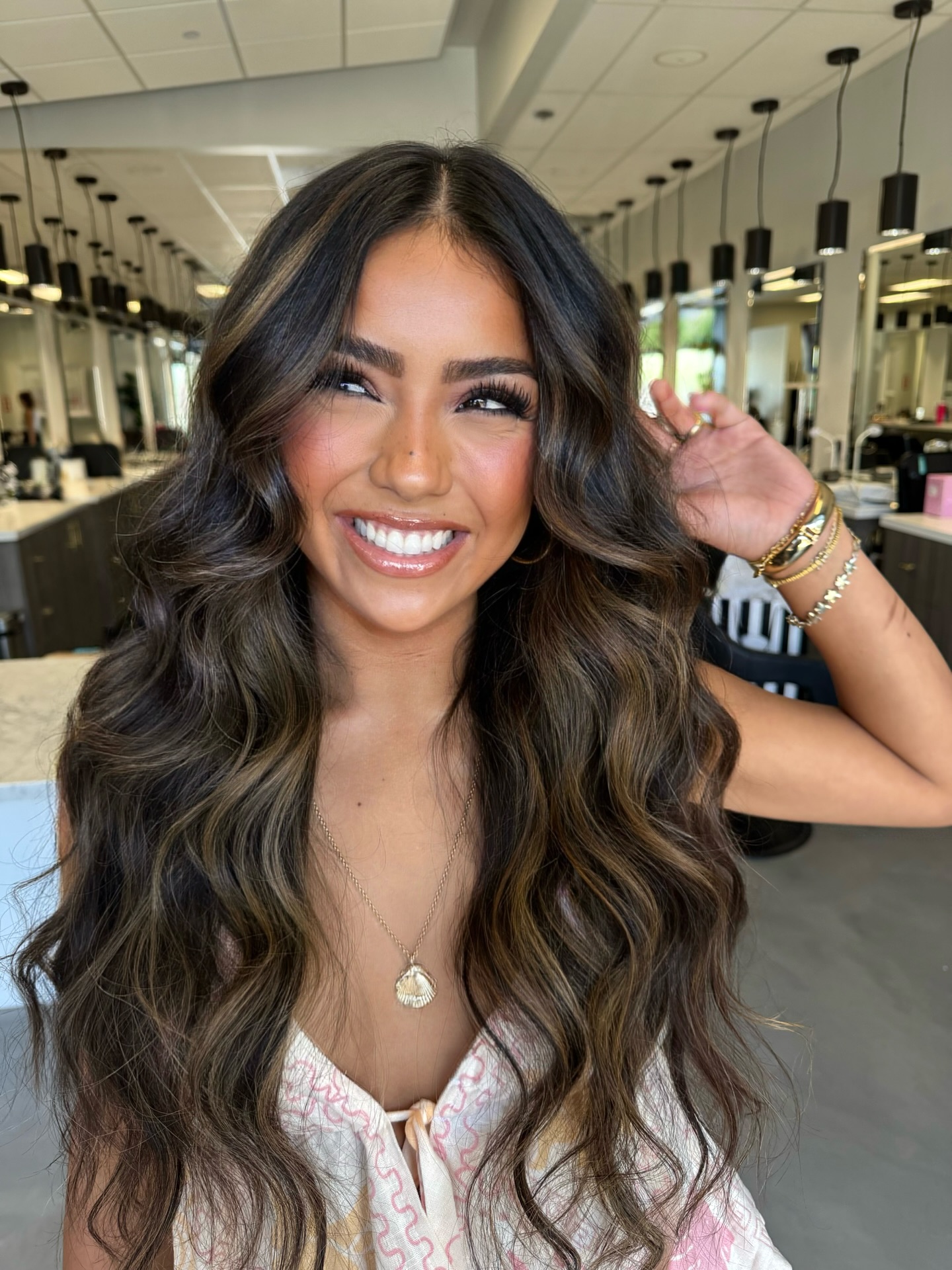 Deep Chestnut Waves with Luminous Highlights