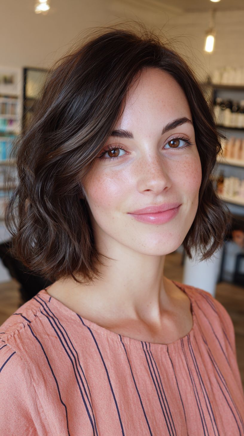 Effortless Wavy Chin-Length Cut with Natural Texture