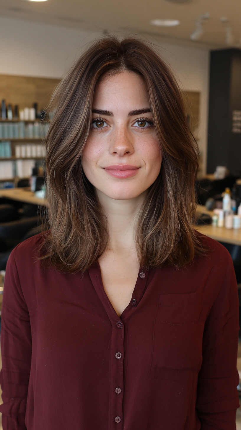 Effortlessly Textured Mid-Length Cut with Subtle Layers