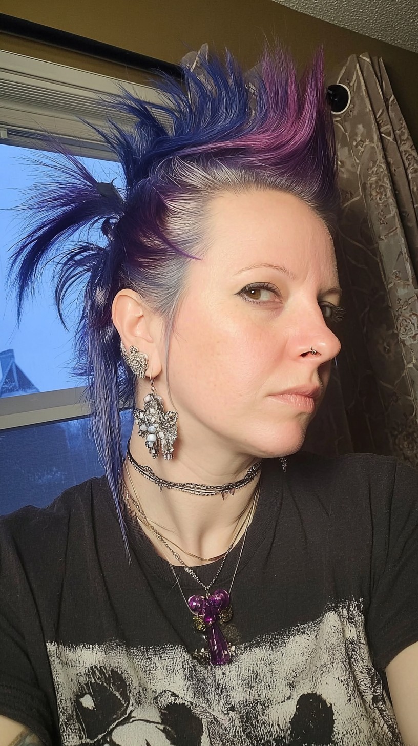 Electric Blue Crown with Lavender Highlights