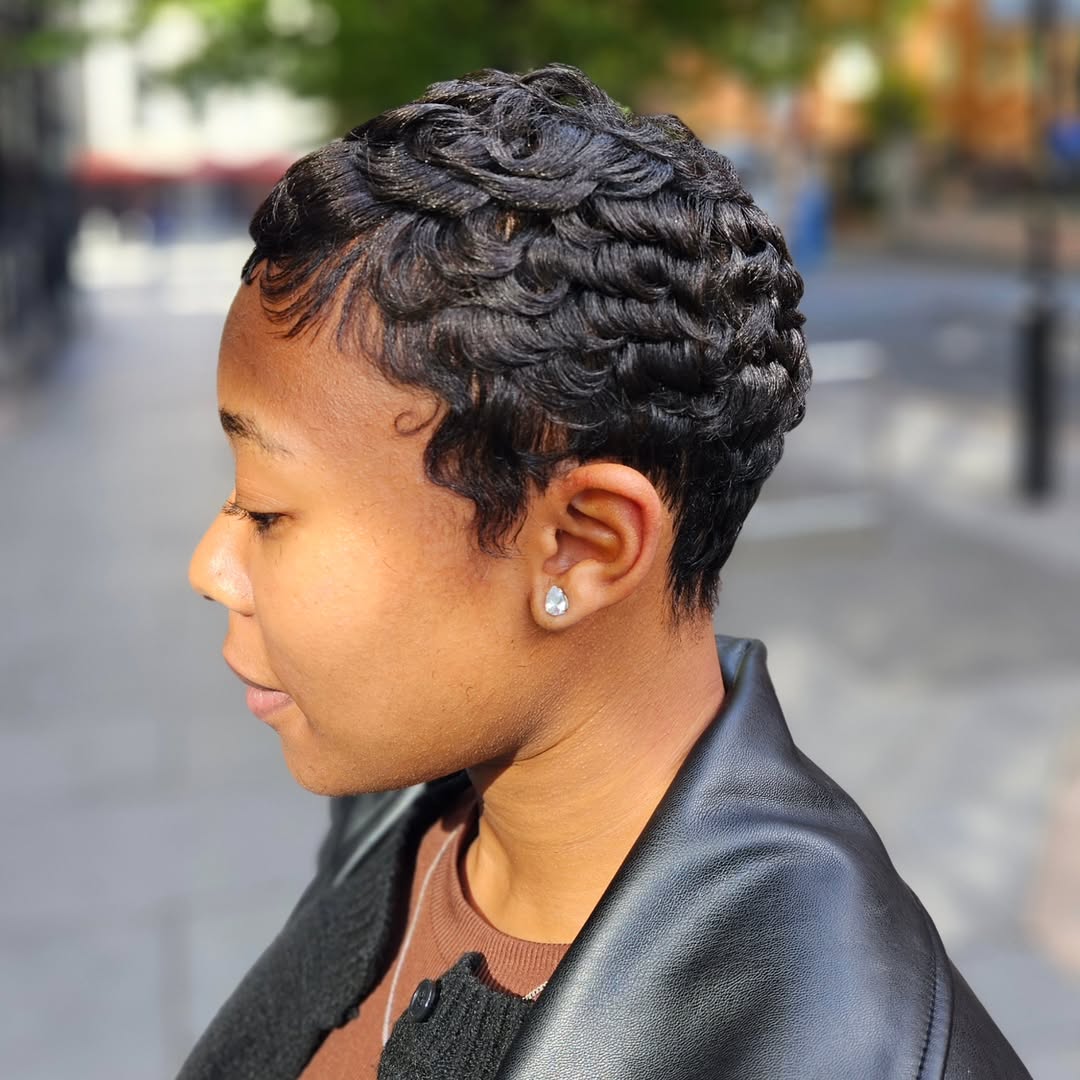 Exquisite Finger Wave Pixie for Natural Hair Texture