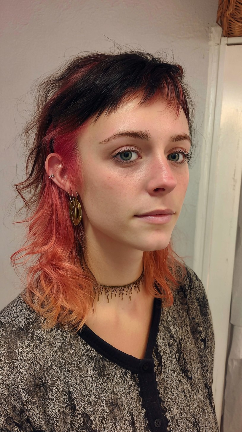 Fiery Red and Peach Layered Undercut