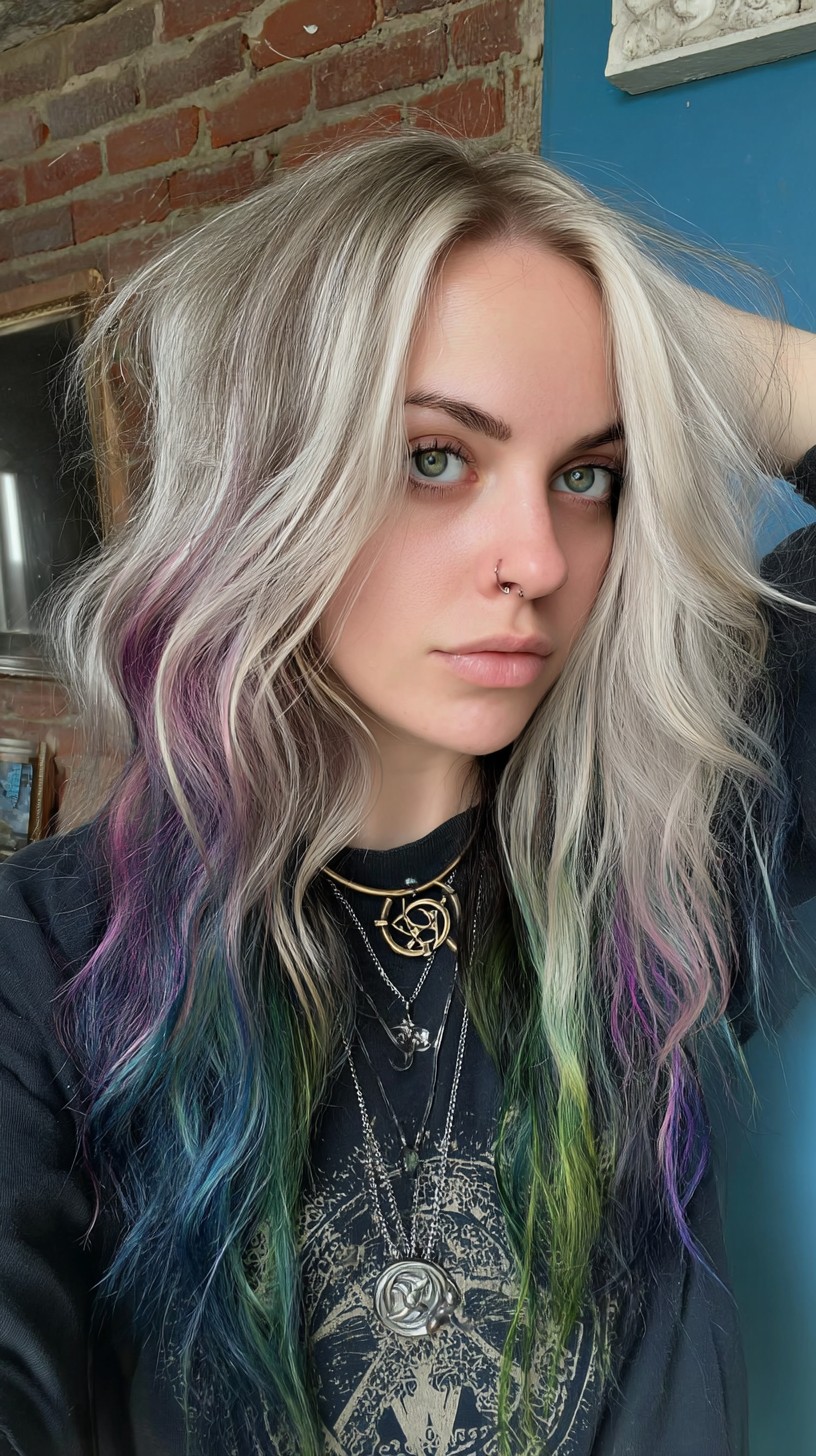 Mystic Silver Base with Electrifying Rainbow Streaks