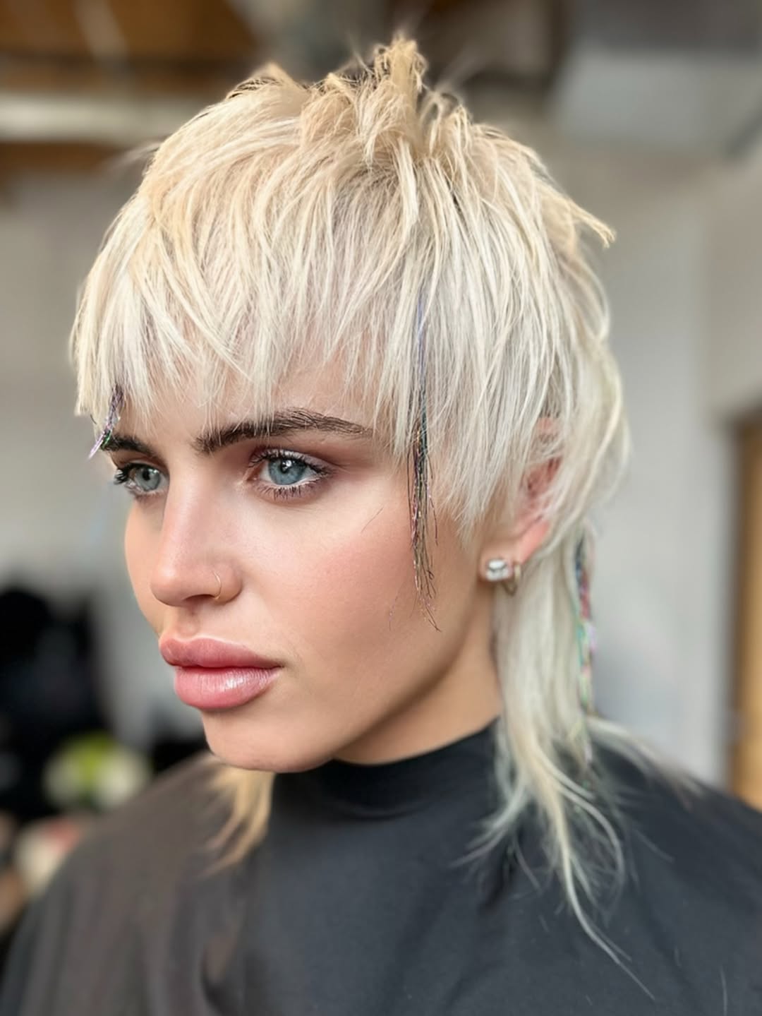Platinum Blonde Choppy Pixie with Undercut