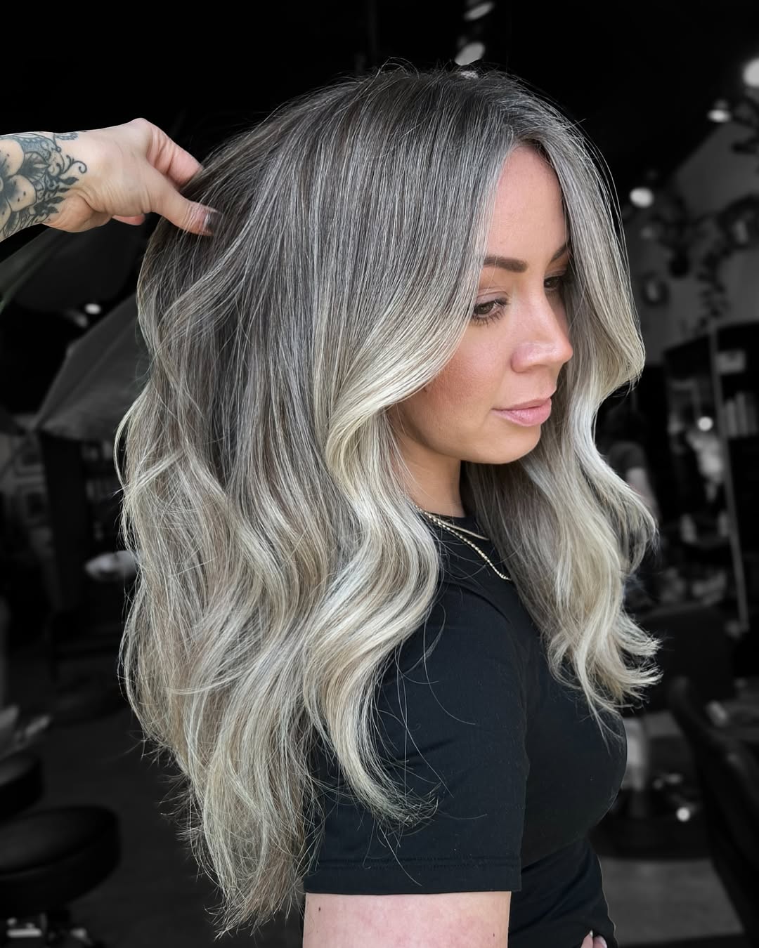 Seamless Silver Waves with Ash Highlights