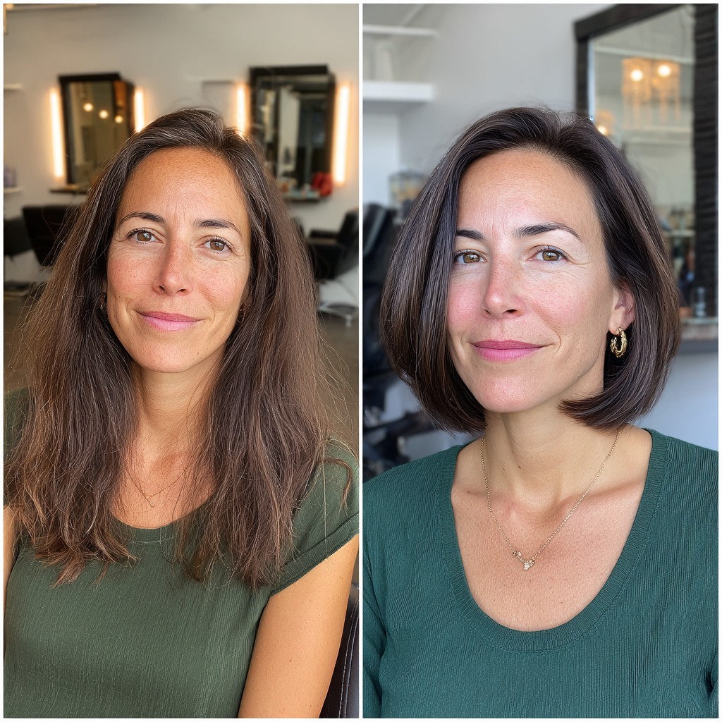 Sleek Chocolate Lob with Textured Ends