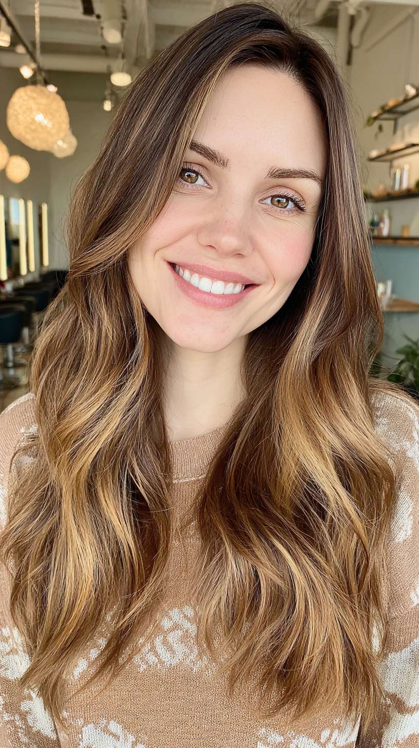 Softly Layered Long Waves with Sun-Kissed Highlights