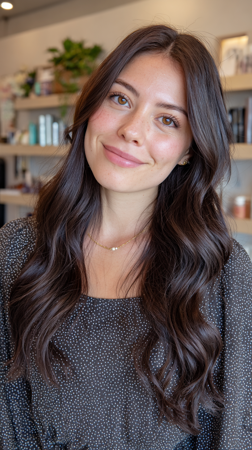 Stylish Long Layered Cut with Soft Waves and Depth