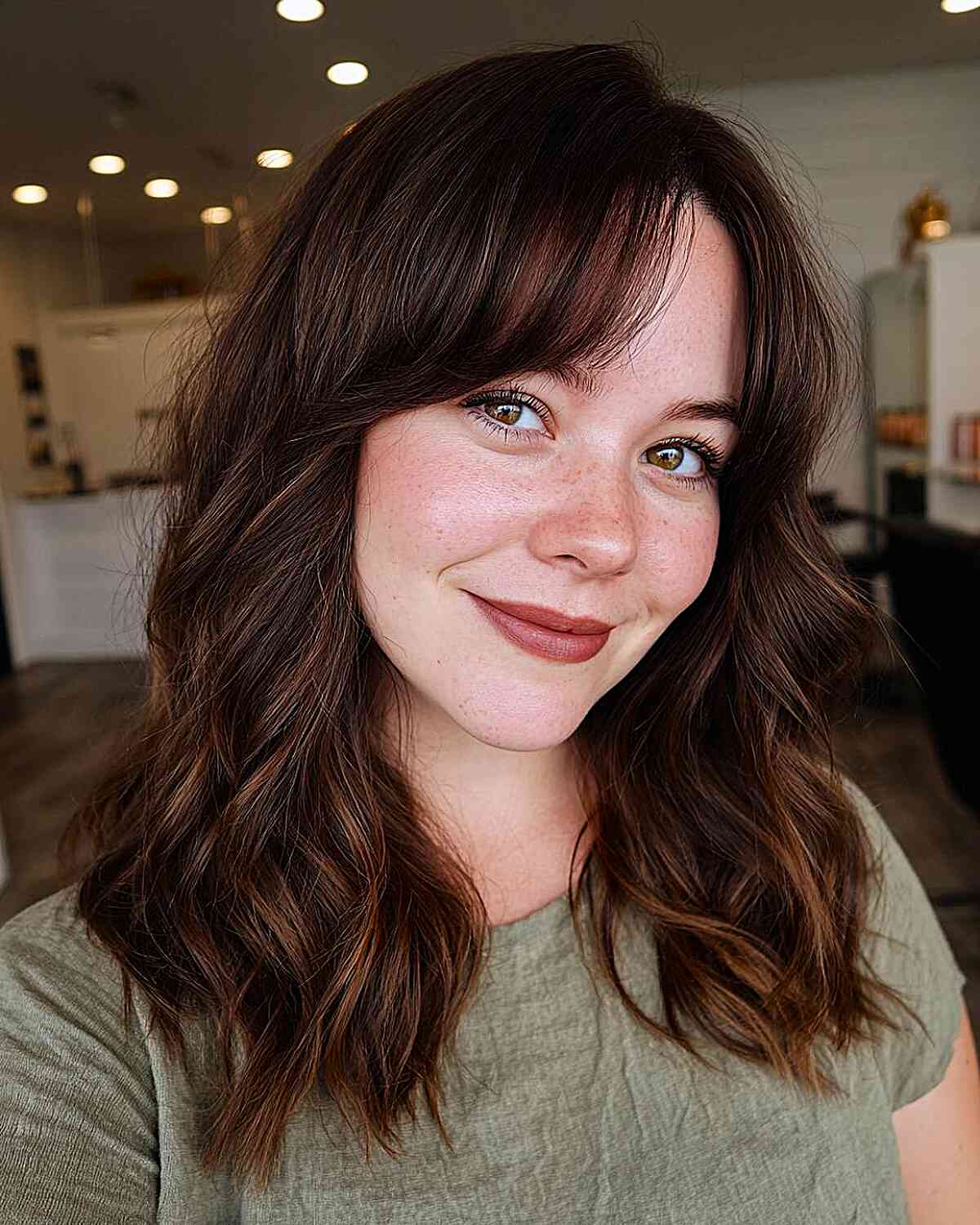 Textured Shoulder-Length Cut with Soft Bangs