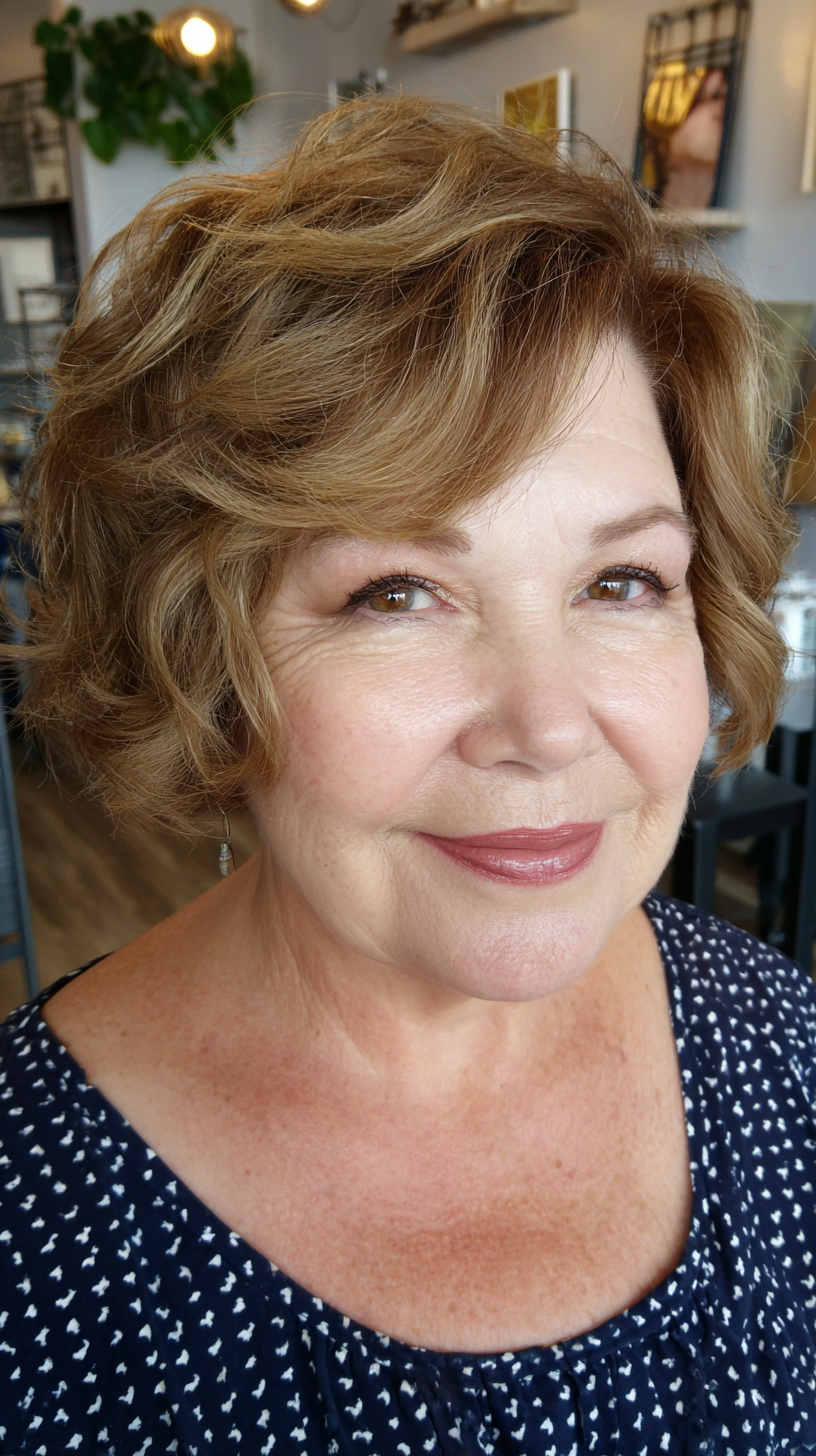 Textured Warm Toned Short Curly Cut