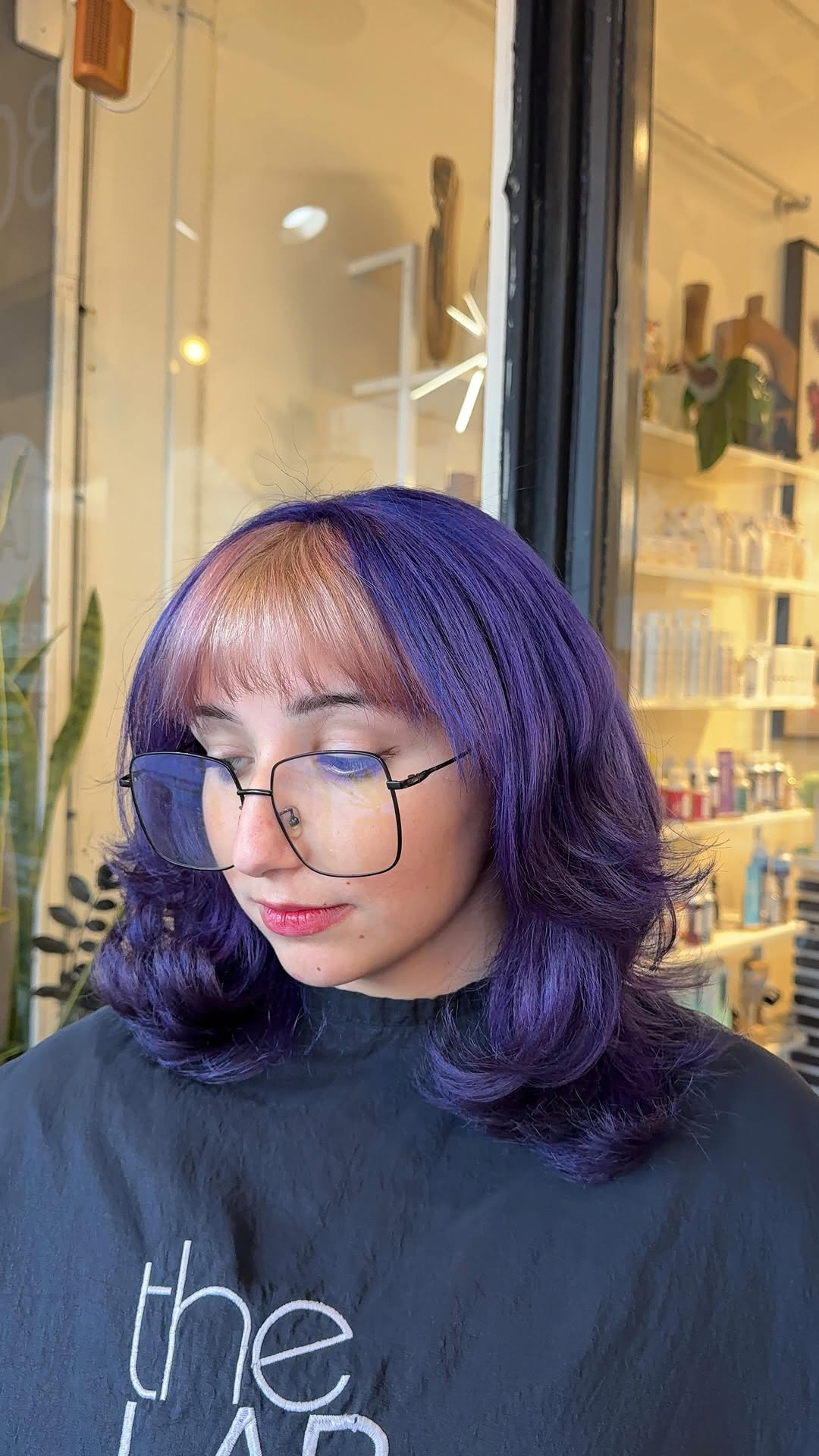 Vibrant Amethyst Bob with Peach Accents
