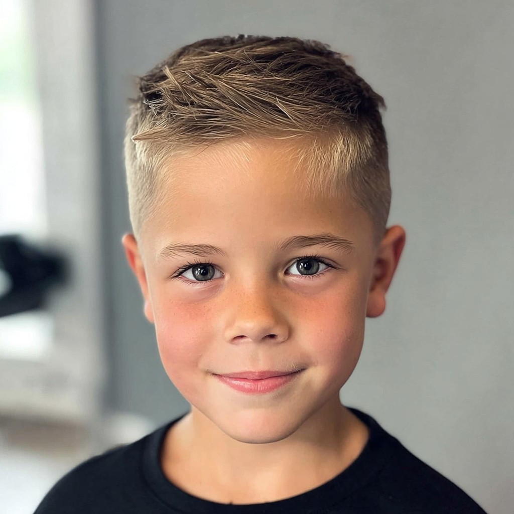 Youthful Tousled Top with Sharp Fade