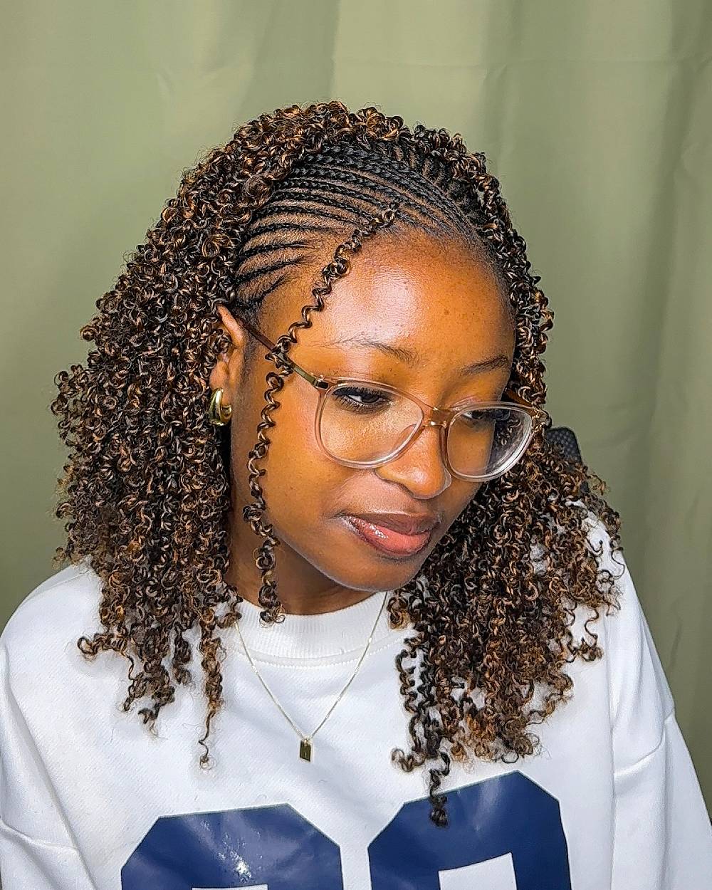 Chic Curly Half-Up with Intricate Braids