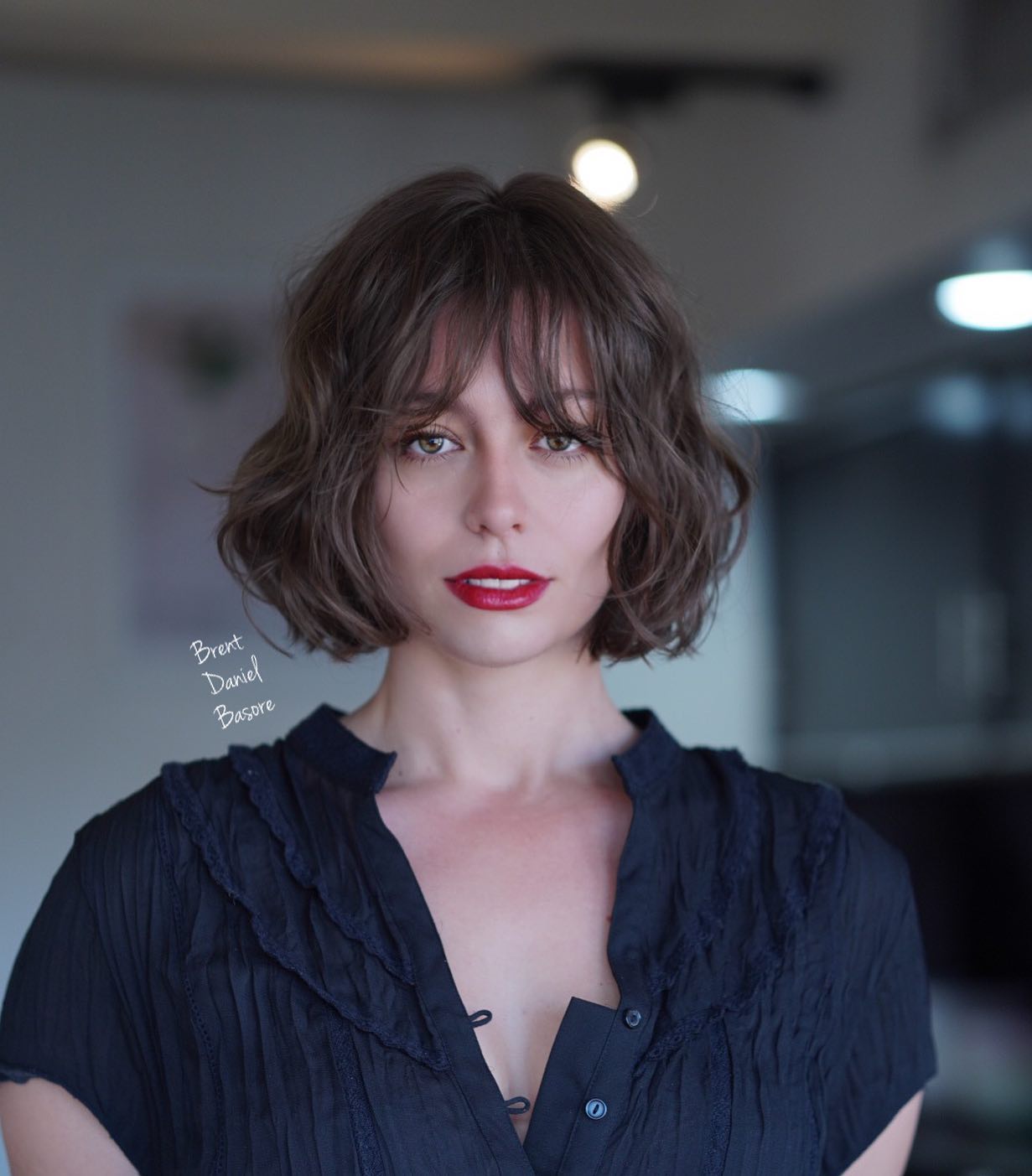 Effortlessly Tousled Chocolate Wavy Bob