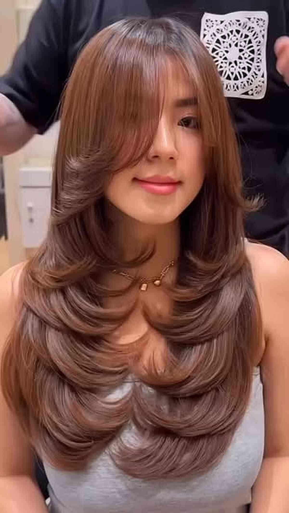 Face-Framing Layered Long Brown Hair