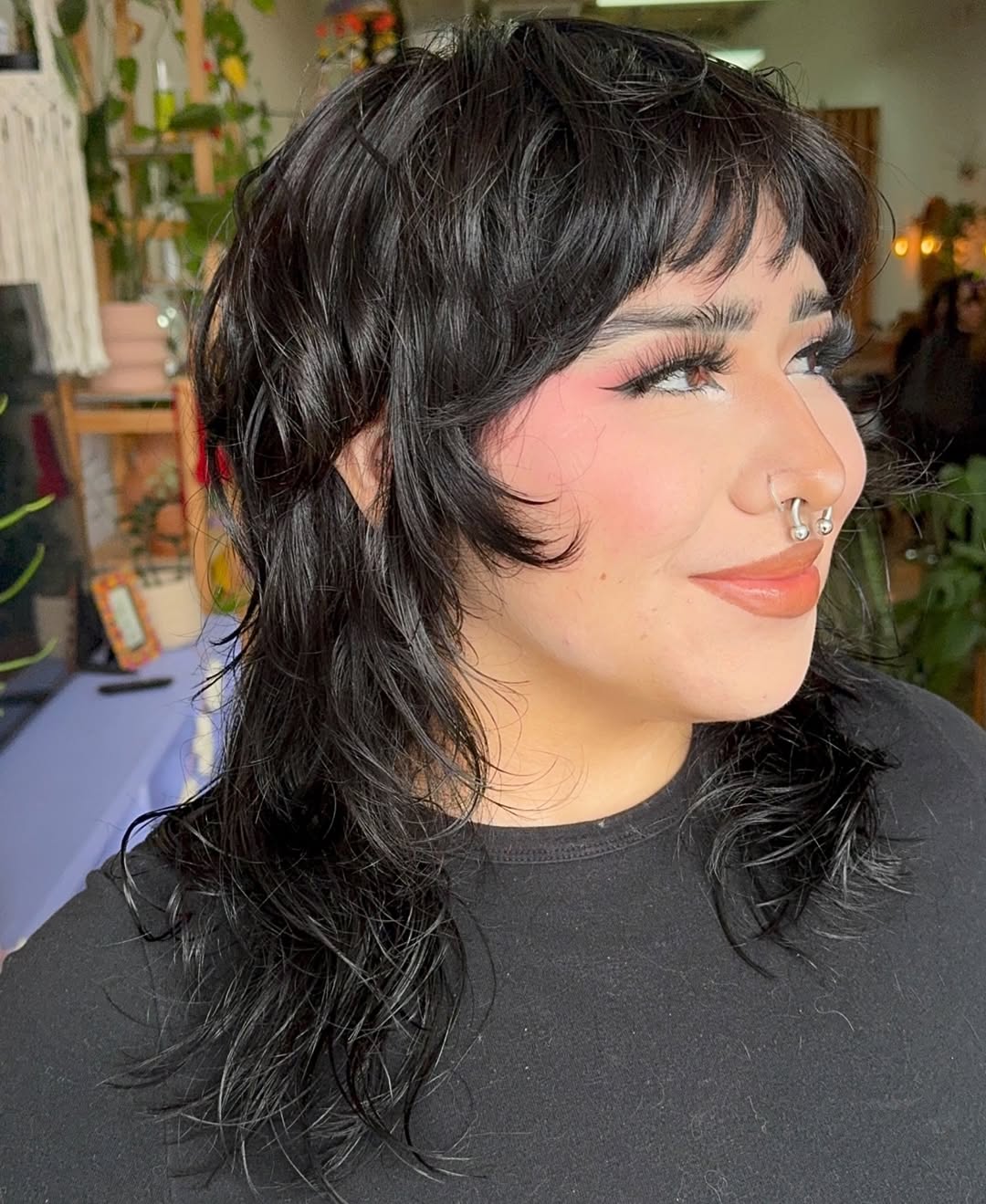 Flowing Layers with Contoured Bangs for Thick Hair