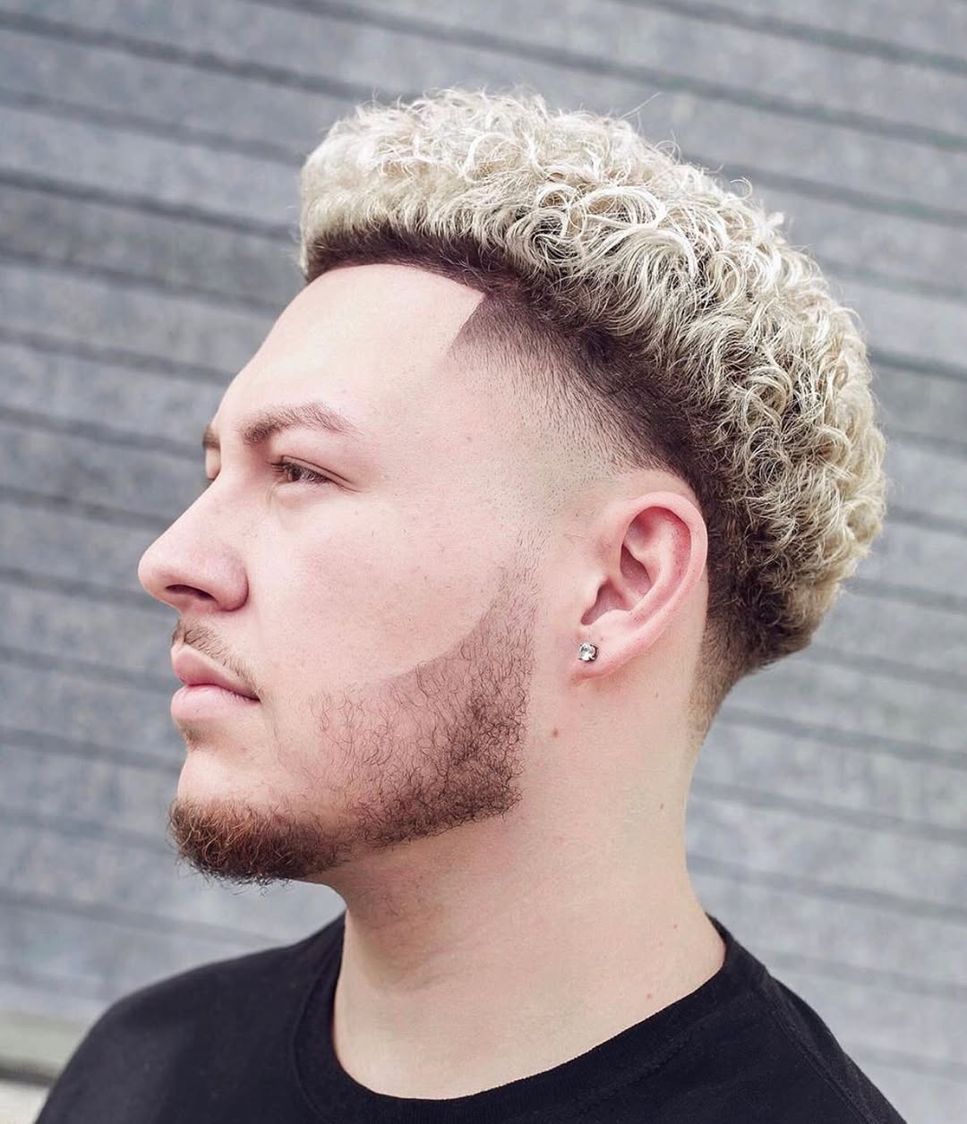 Platinum Curled Top with Tapered Undercut