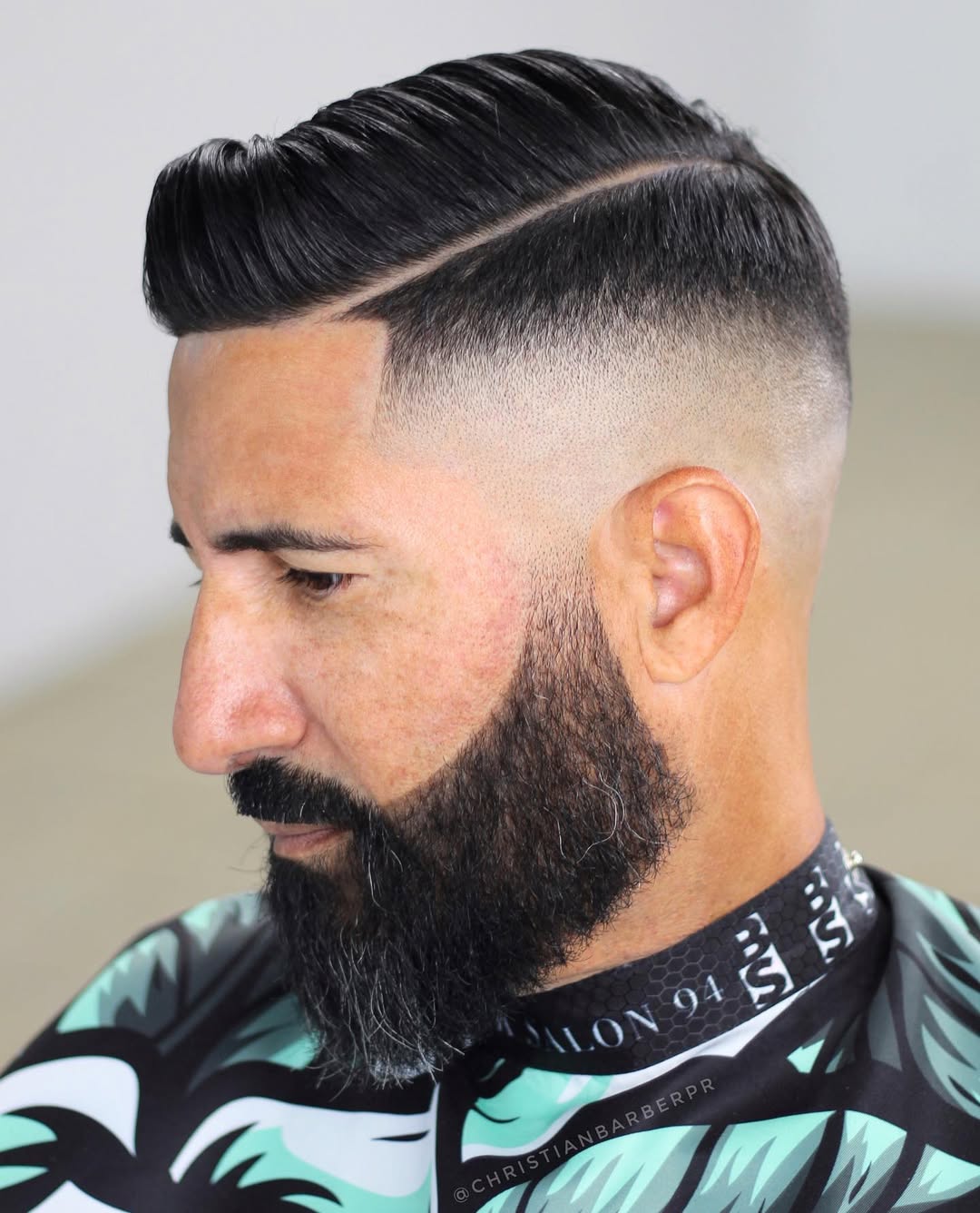 Polished Pompadour with Precise Skin Fade