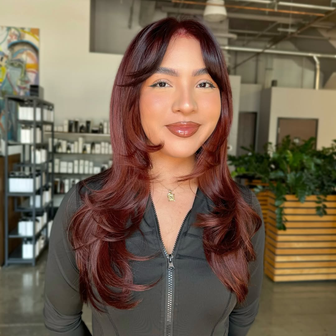 Radiant Burgundy Waves with Seamless Layers