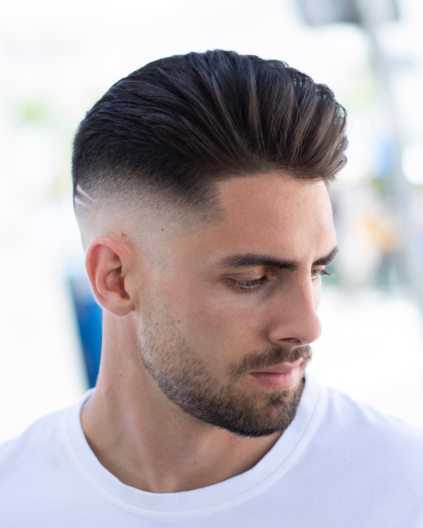 Refined Side-Swept Taper with Intricate Fade