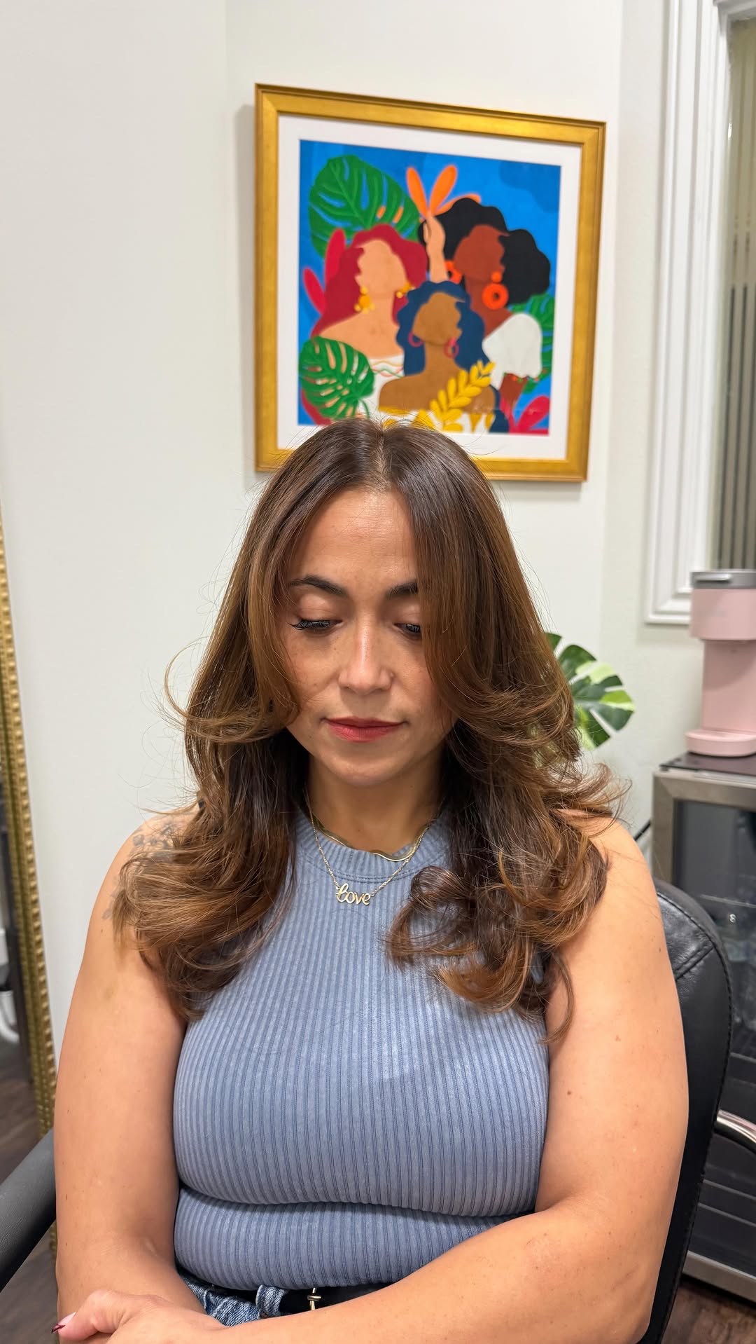 Rich Chestnut Waves with Subtle Highlights