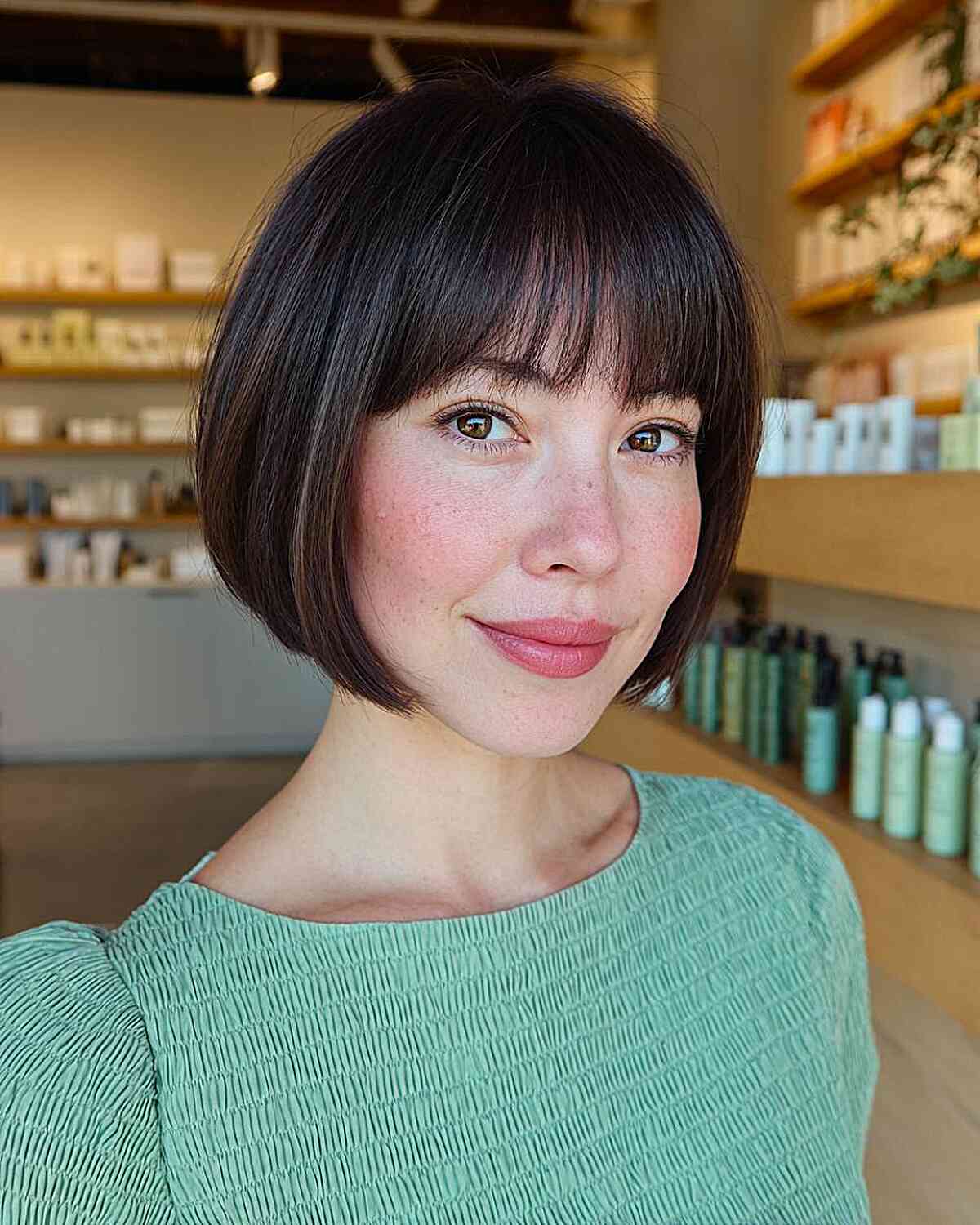 Sleek Blunt Bob with Soft Bangs