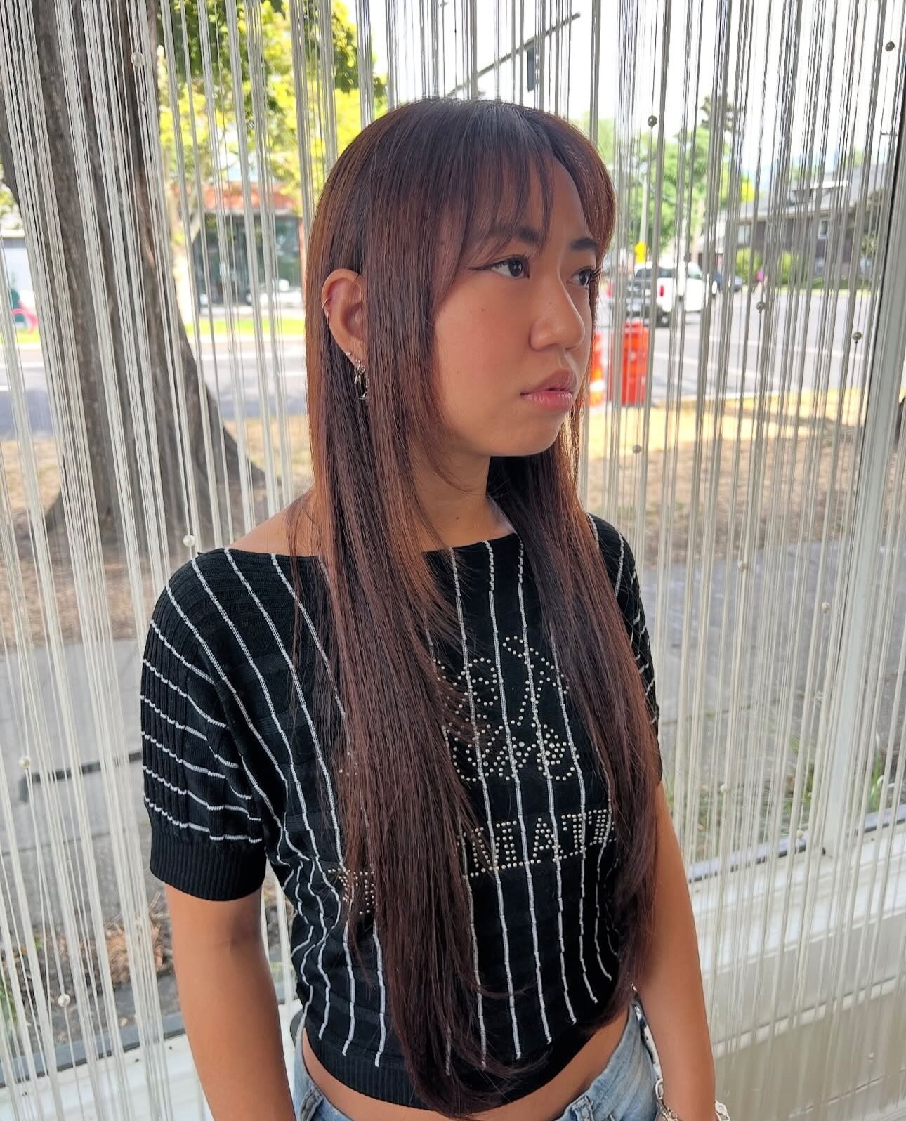 Sleek Chestnut Straight Cut with Subtle Layers