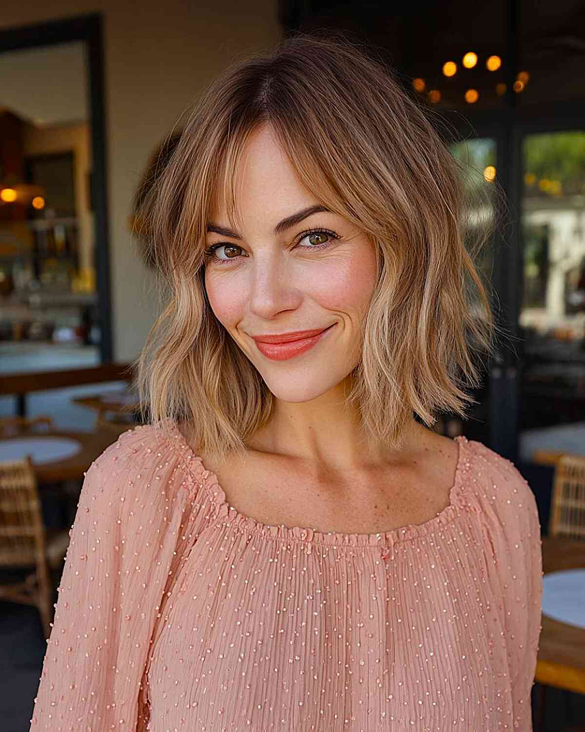 Textured Bob with Curtain Bangs
