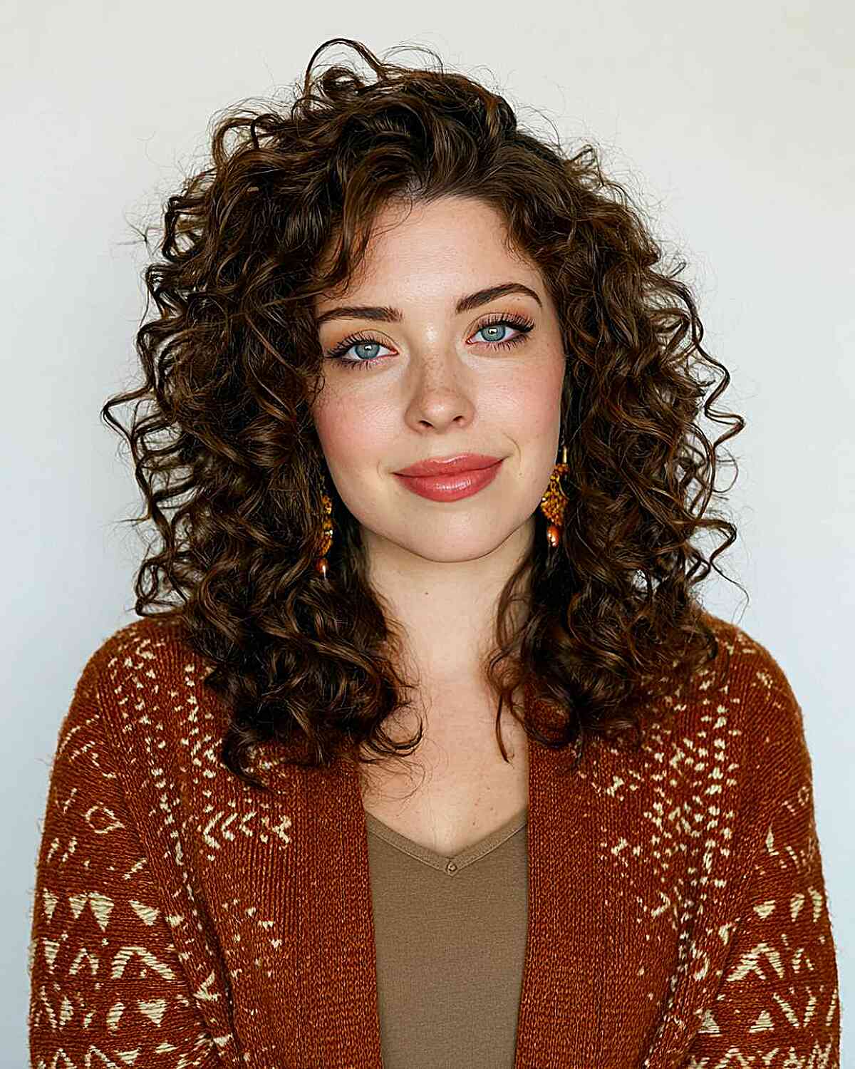 Textured Curly Shoulder-Length Hairstyle