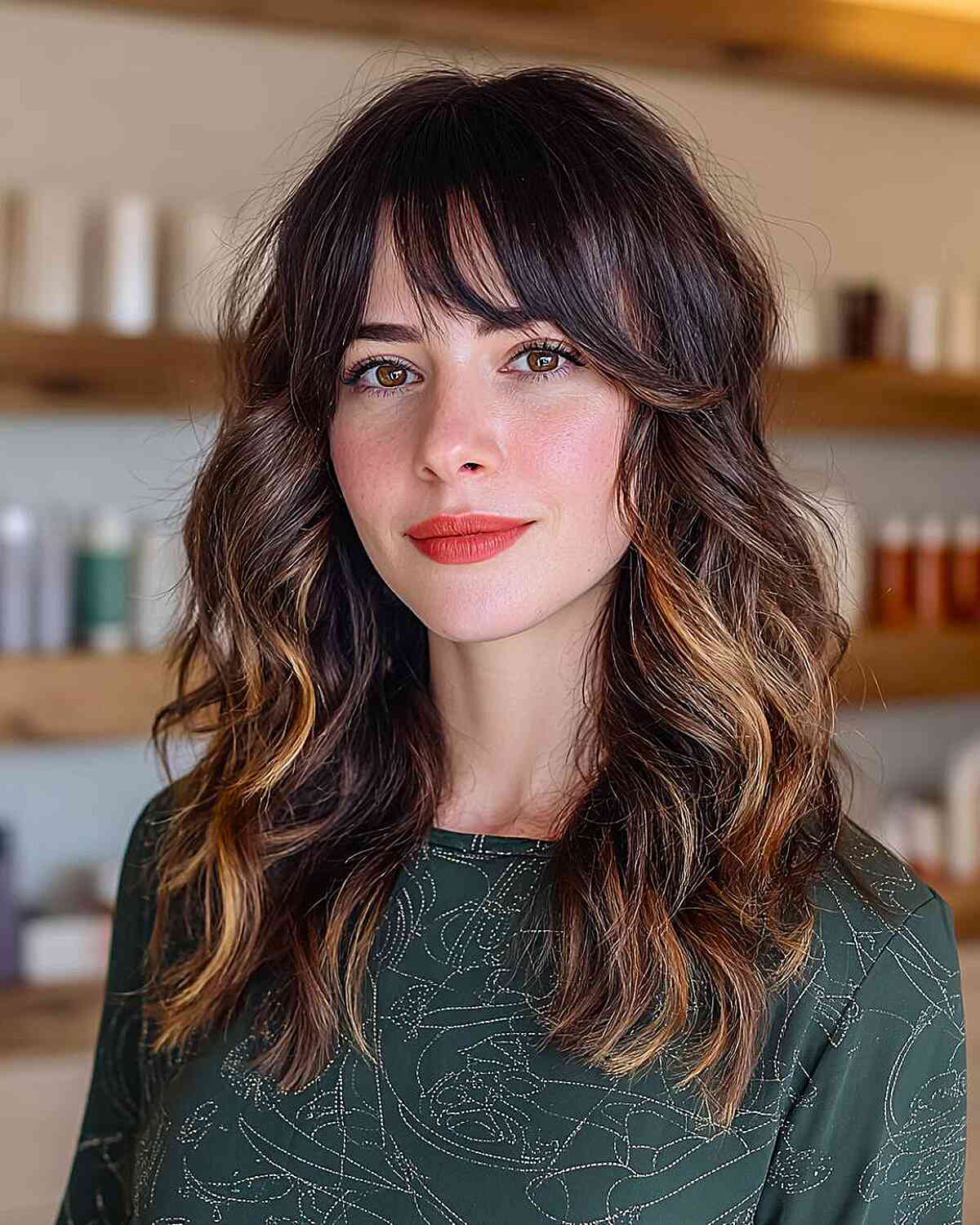 Textured Long Layered Cut with Face-Framing Bangs