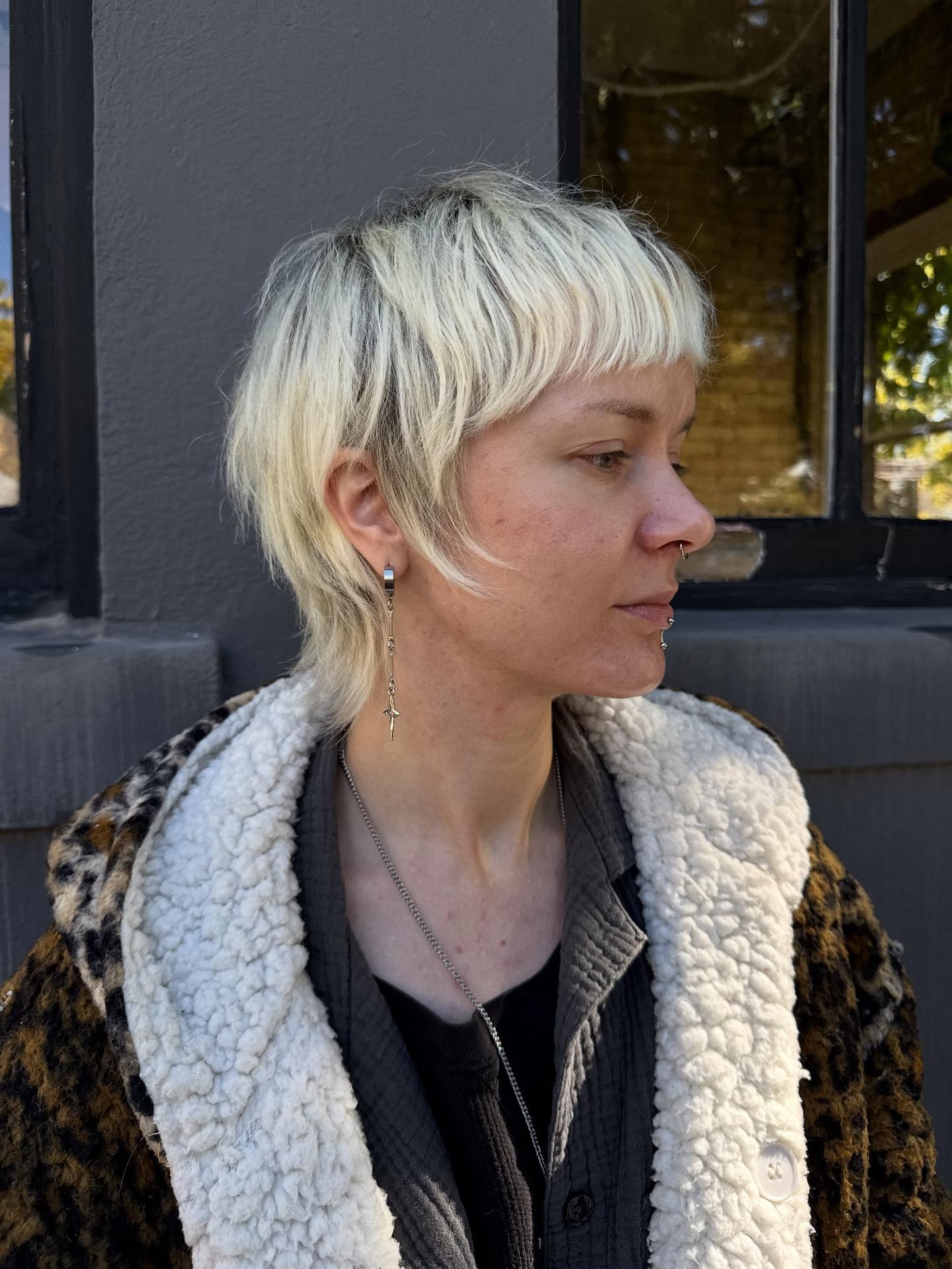 Textured Platinum Pixie with Feathered Layers