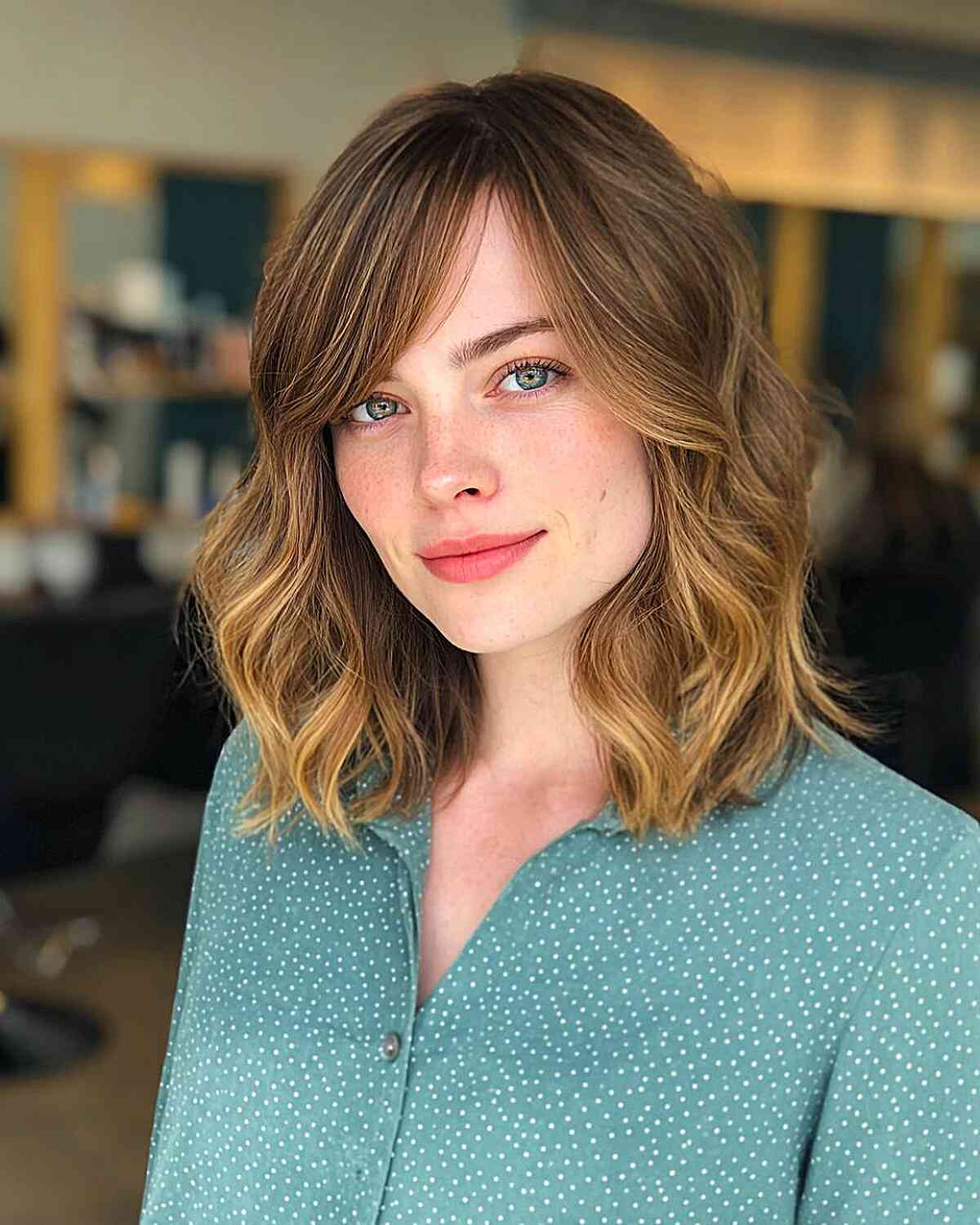 Textured Shoulder-Length Hair with Bangs