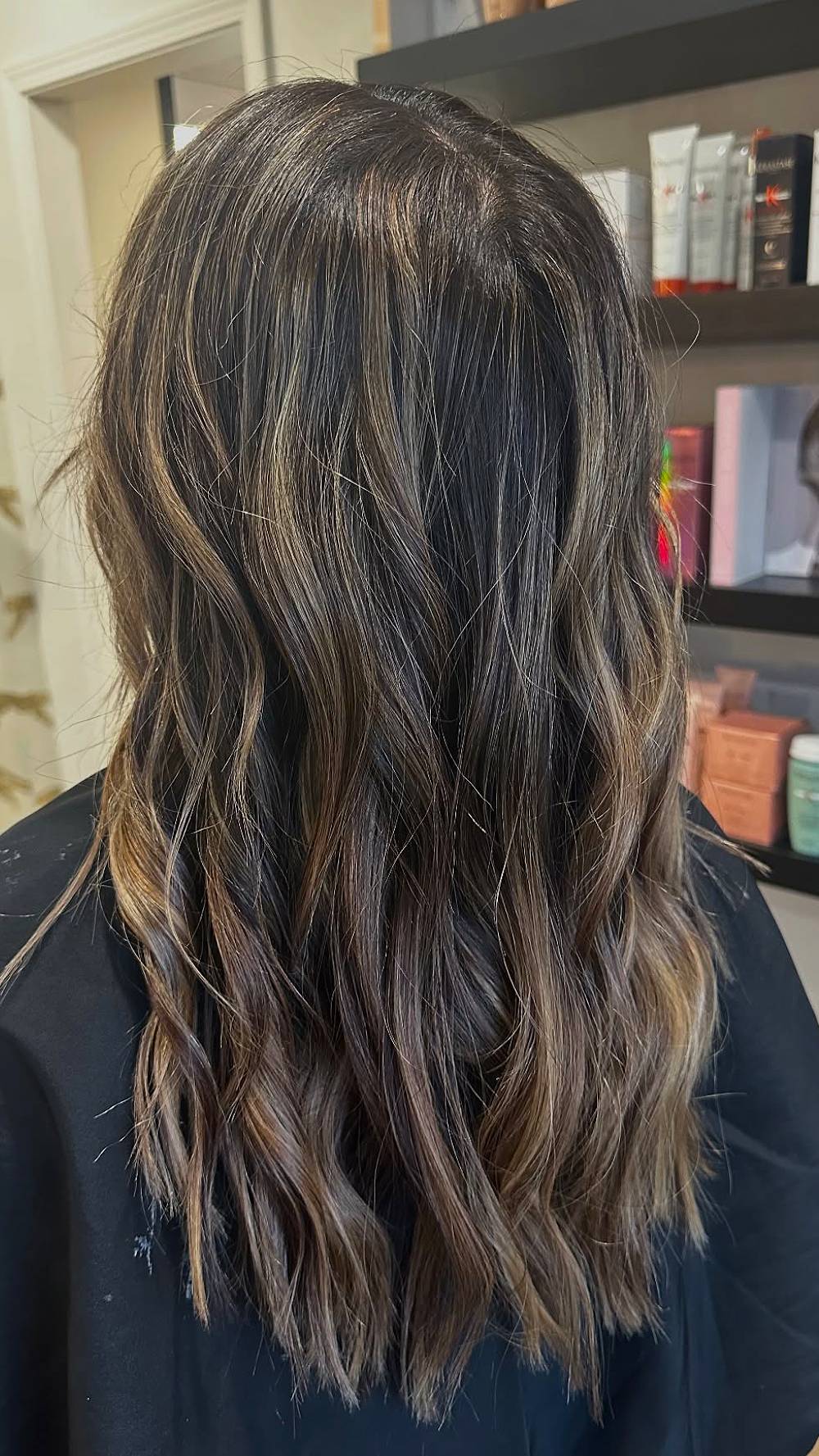 Beautifully Textured Brunette Waves with Subtle Highlights