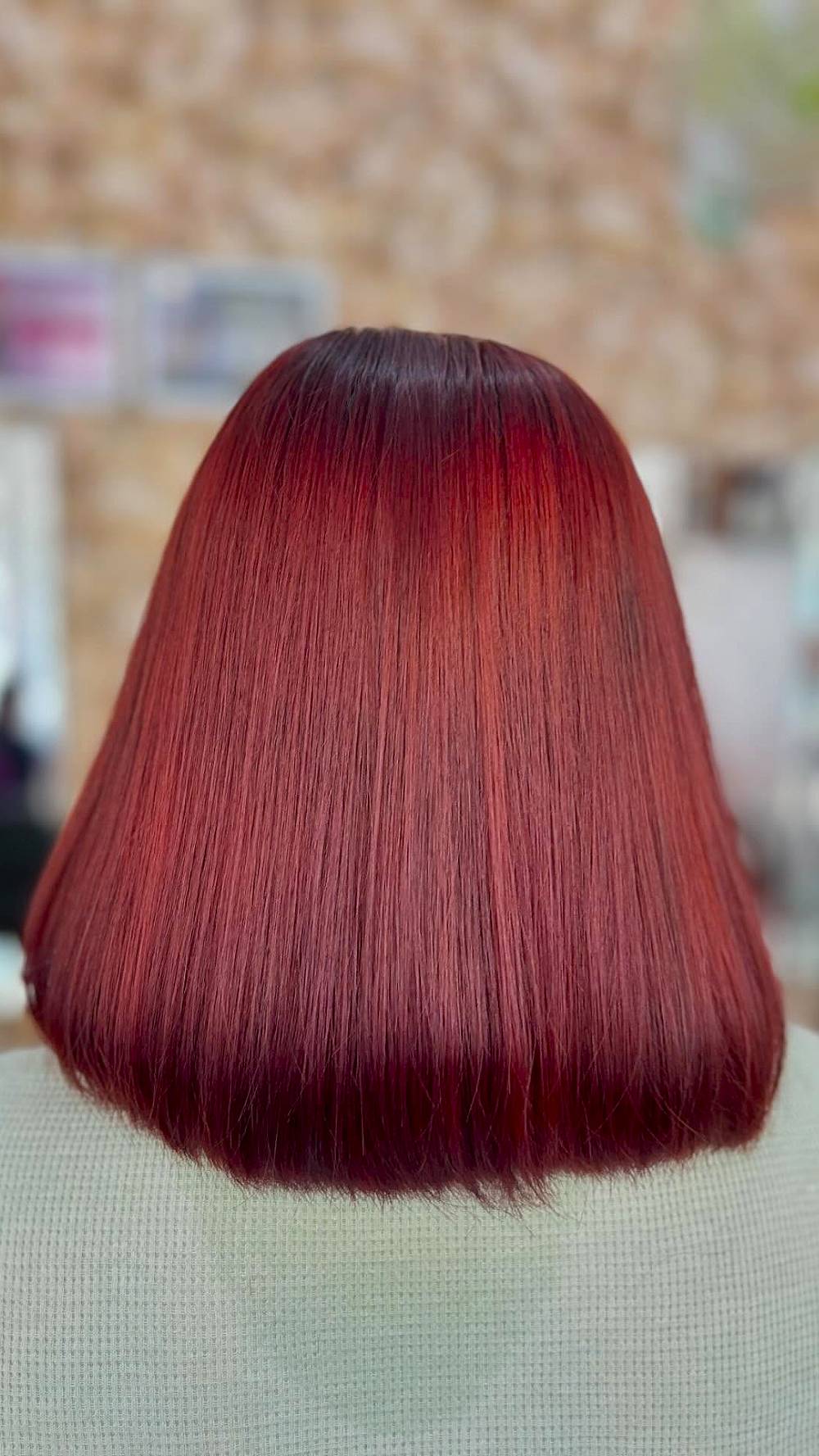 Bold Vibrant Red Blunt Cut with Glossy Finish