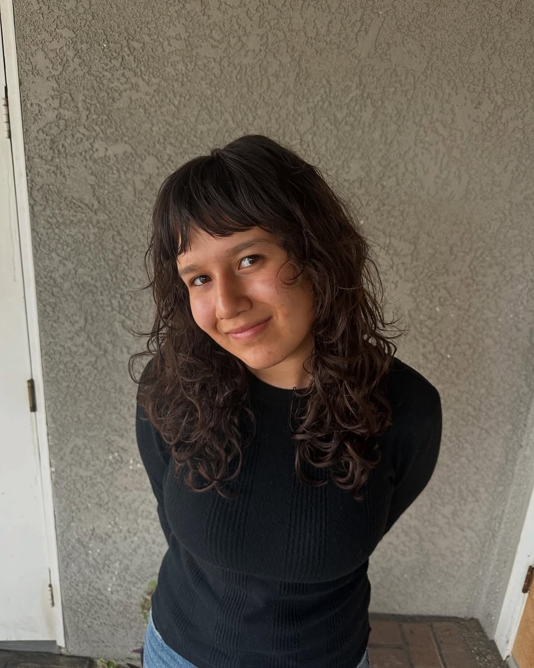 Casual Medium-Length Layered Waves with Bangs