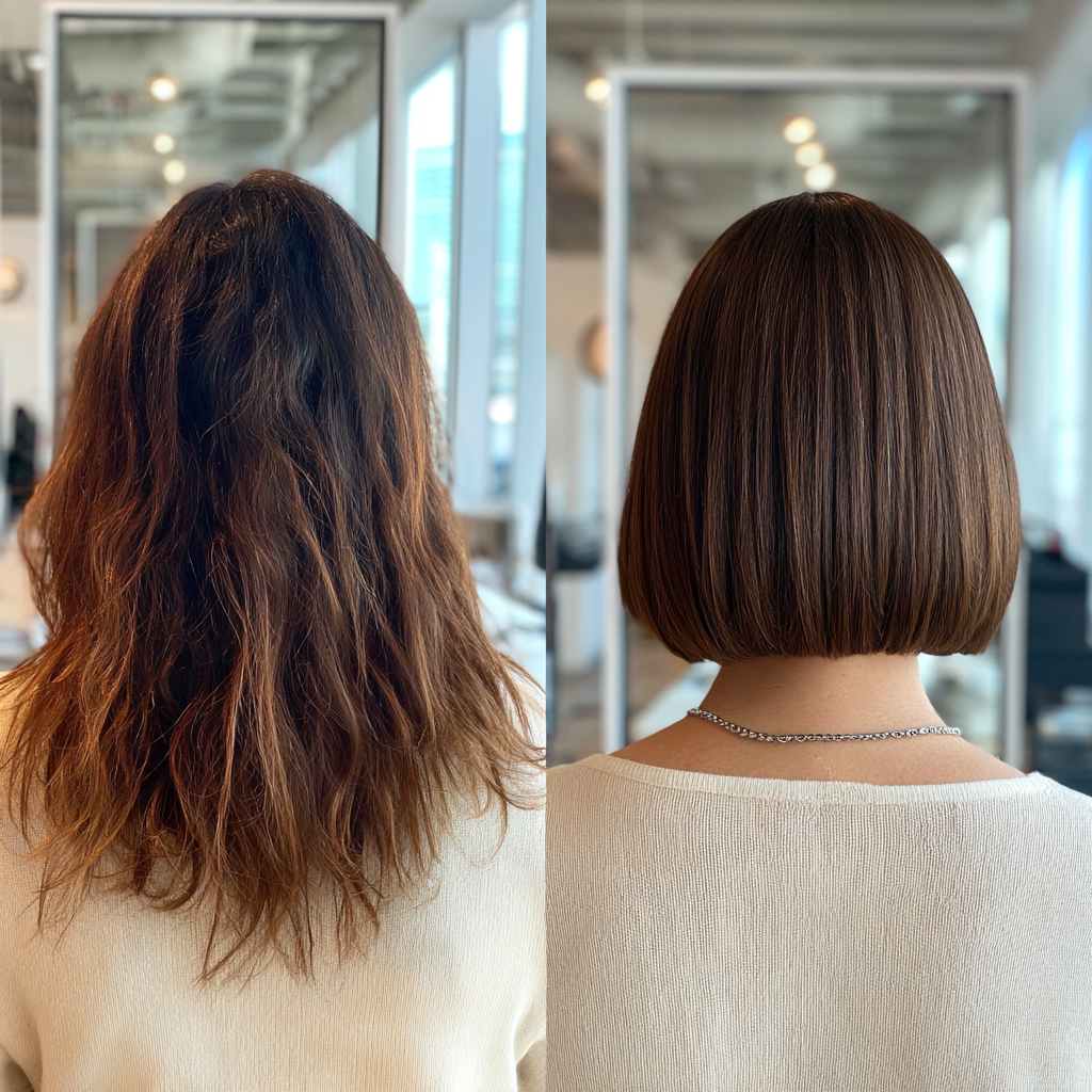 Chic Blunt Bob with Rich Chestnut Undertones