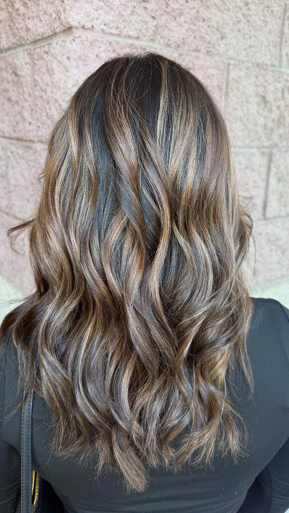Radiant Warm Brunette Waves with Subtle Lowlights