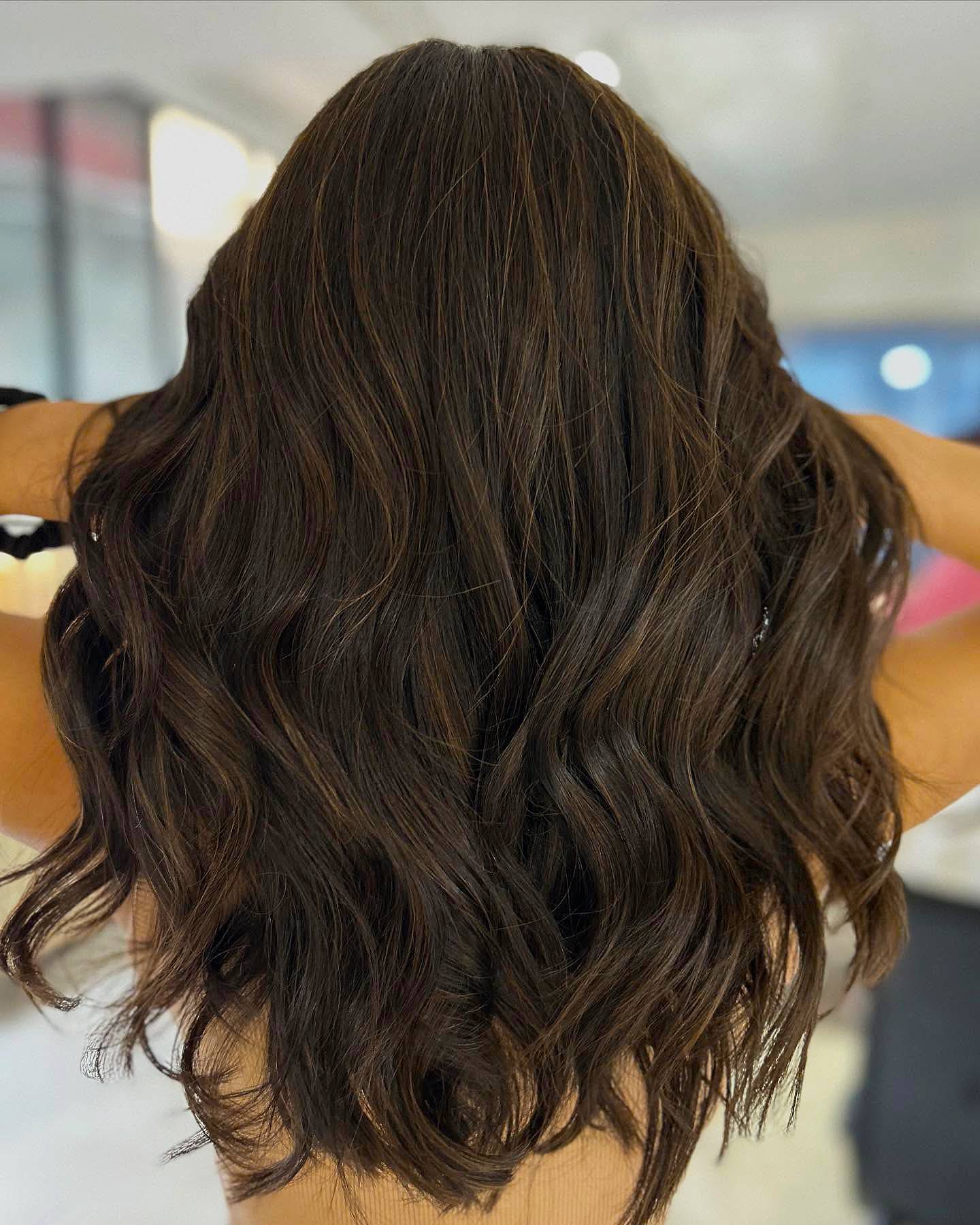 Rich Chocolate Wavy Layers with Subtle Highlights
