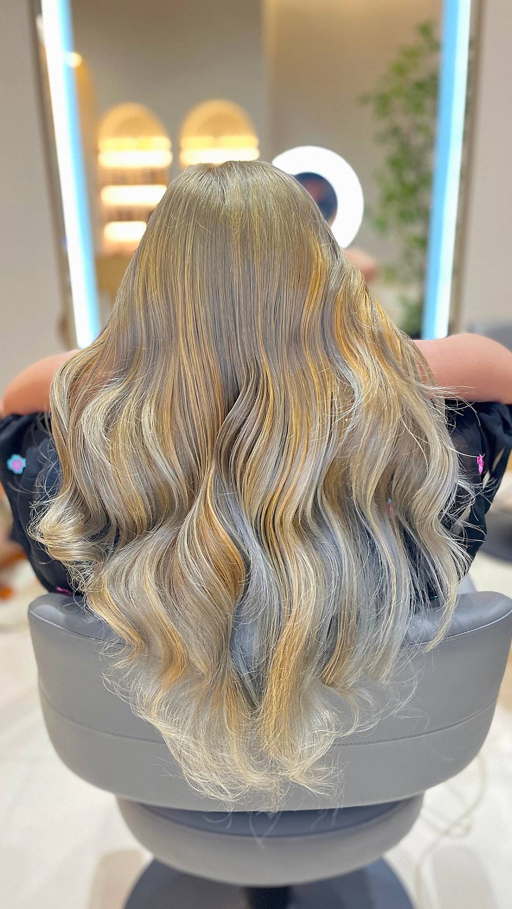 Soft Beachy Waves with Golden Highlights