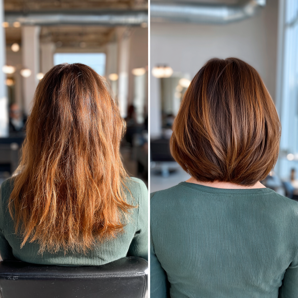 Stylish Textured Brunette Bob with Subtle Warm Highlights