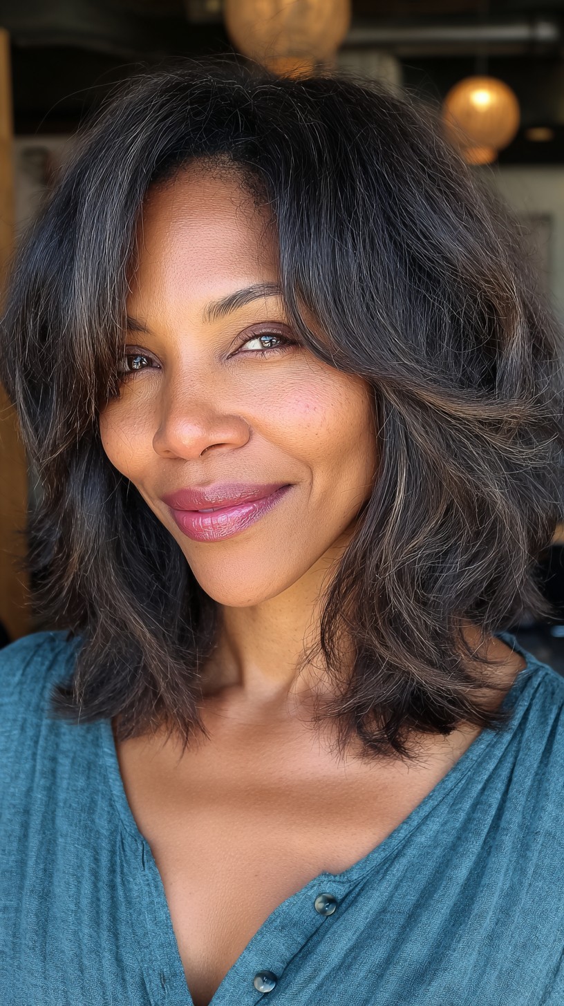 Sultry Ash-Brunette Cascade with Soft Waves