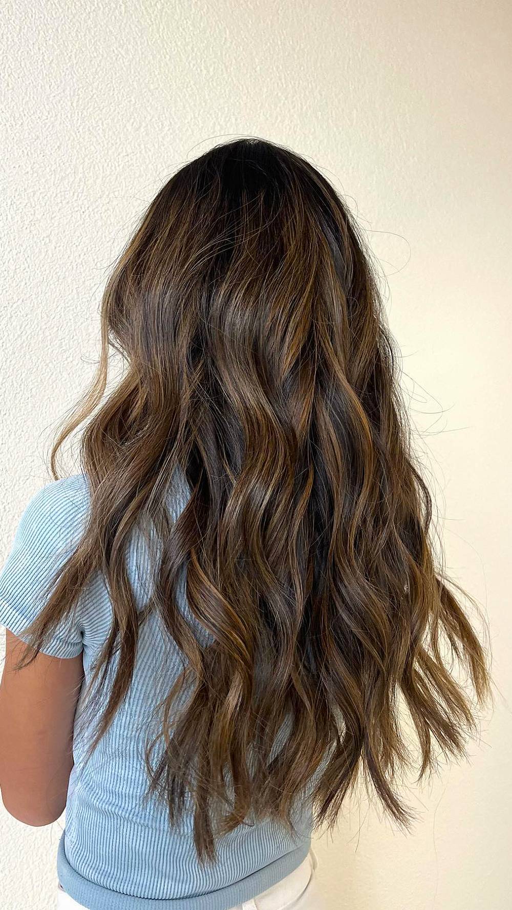 Textured Brunette Waves with Rich Balayage Highlights