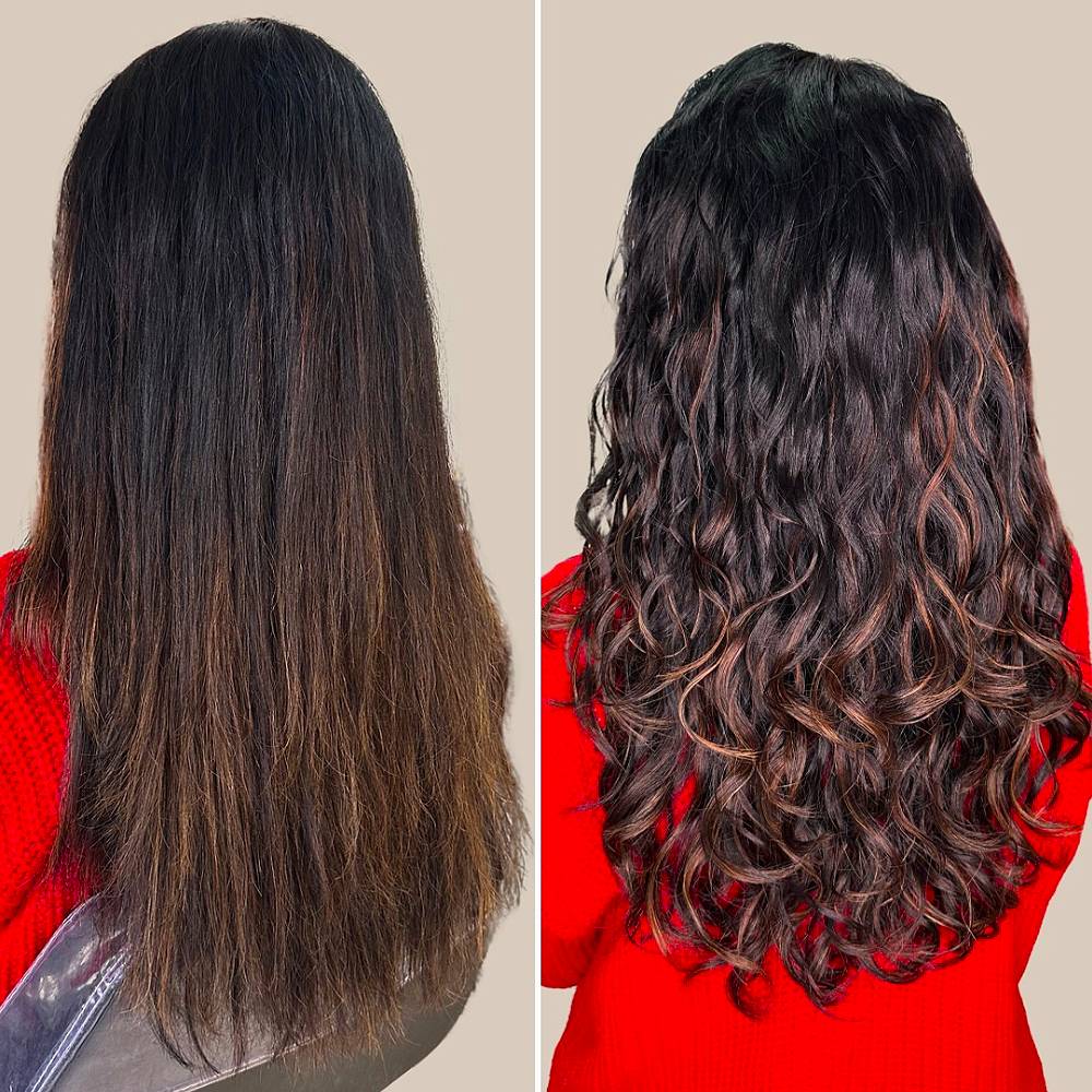 Textured Long Wavy Layers with Warm Undertones