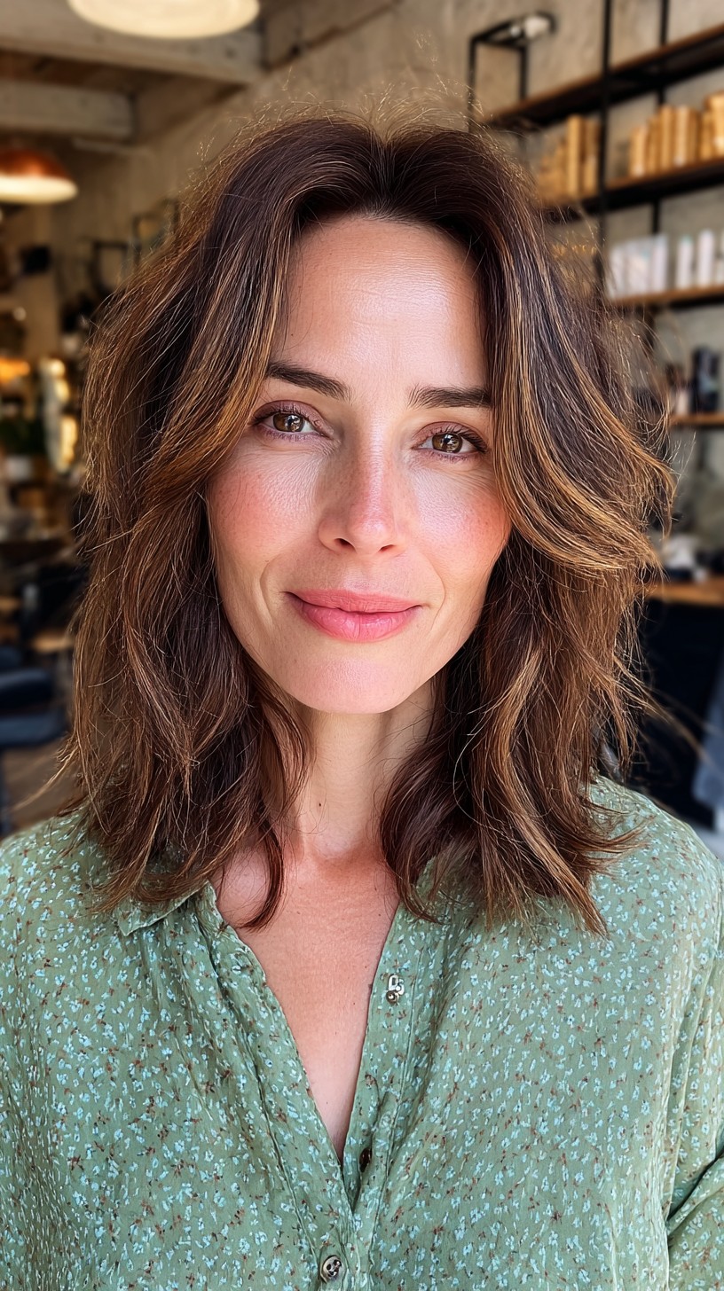 Vibrant Caramel Waves with Soft Layering