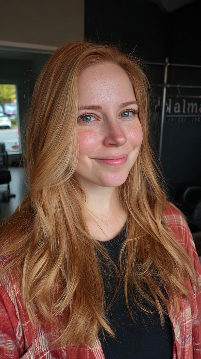 Amber Glow Layered Long Bob